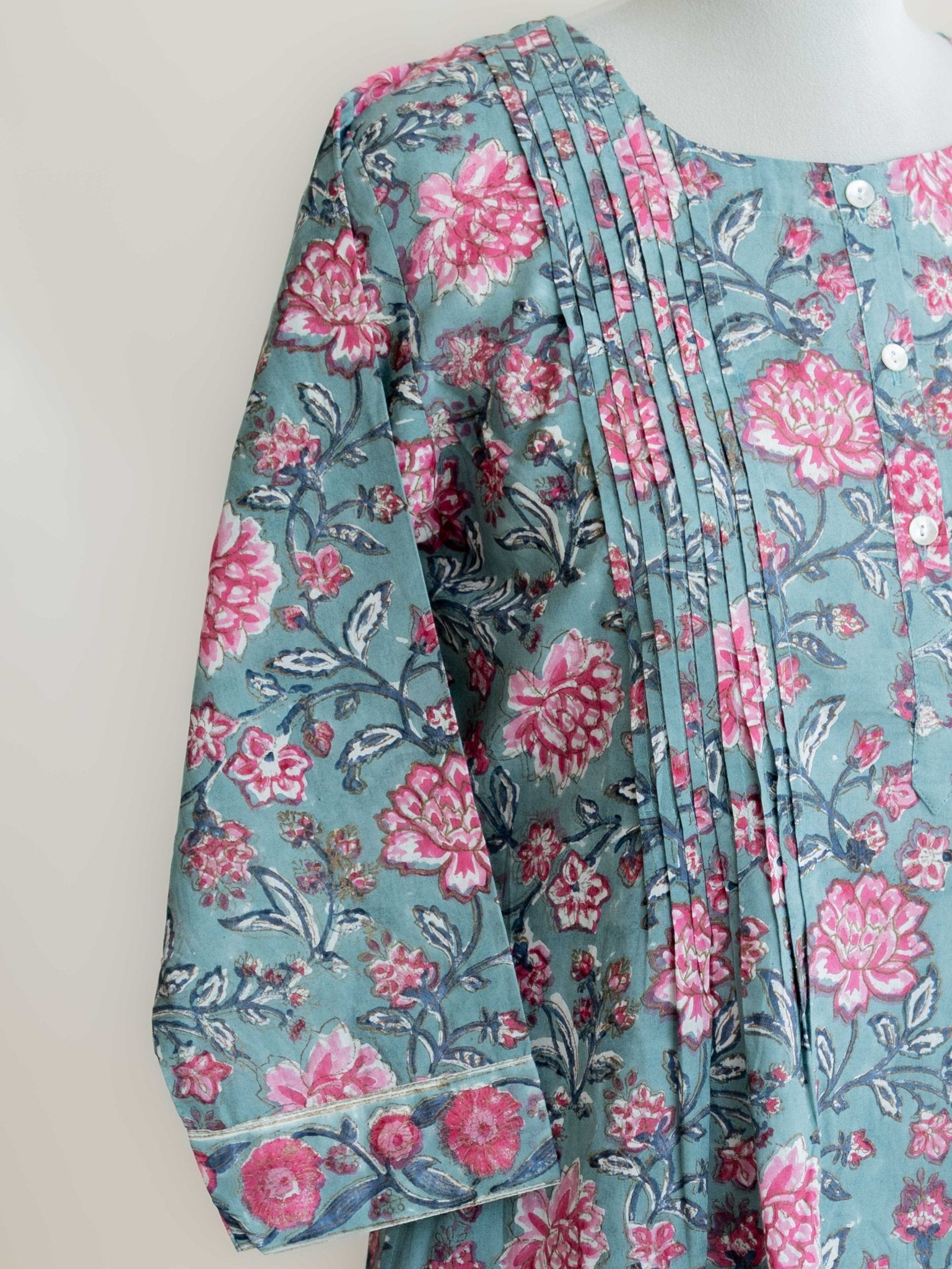 Jaza Cotton Block Printed A - Line Kurta - AINA