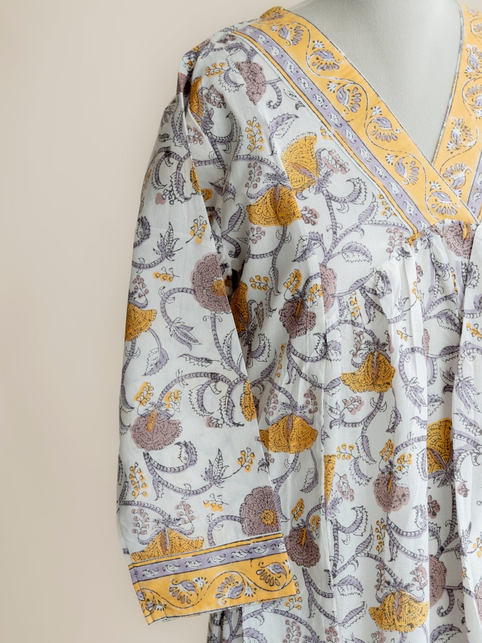 Jennath Cotton Block Printed A - Line Kurta - AINA