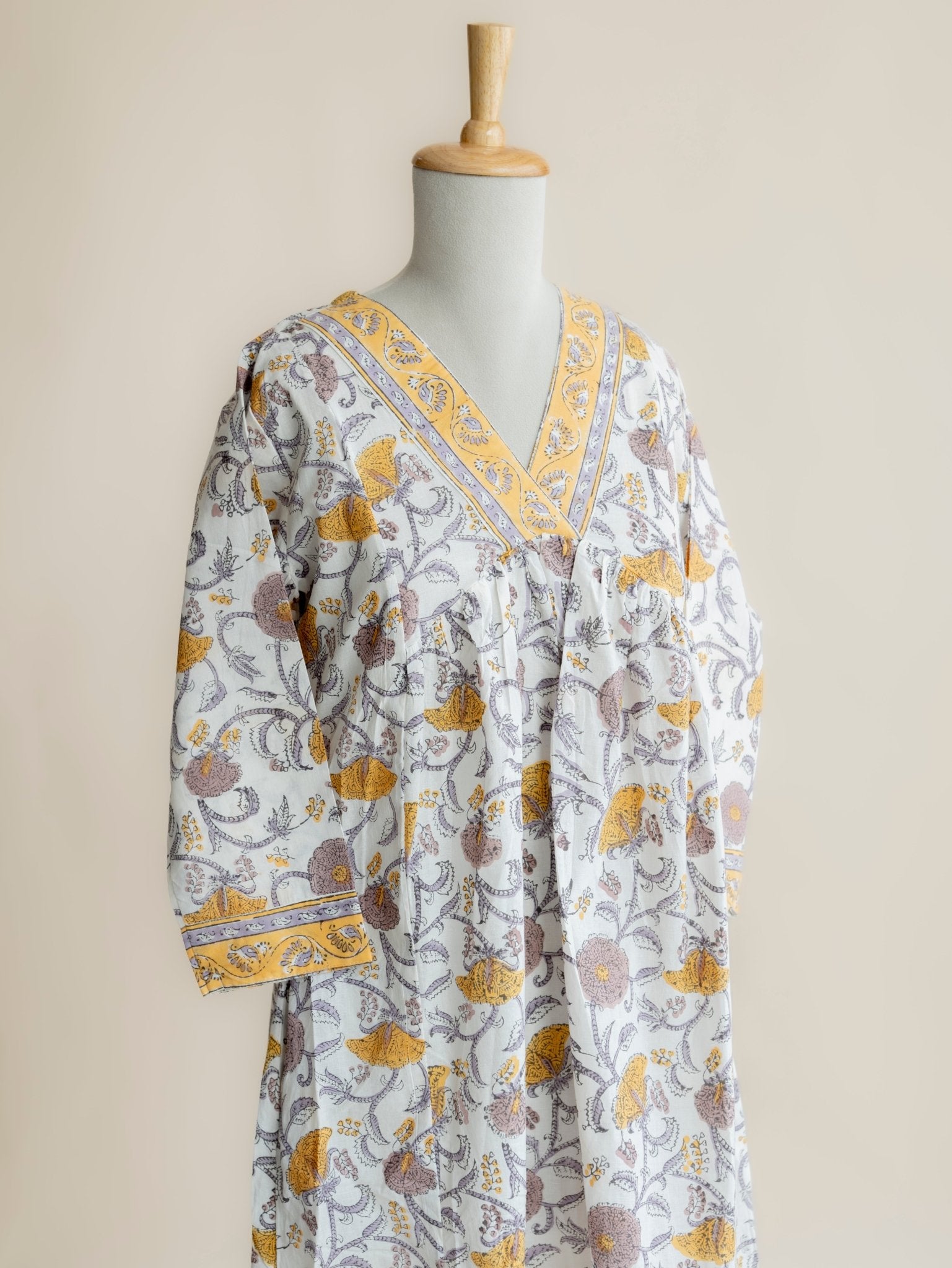 Jennath Cotton Block Printed A - Line Kurta - AINA