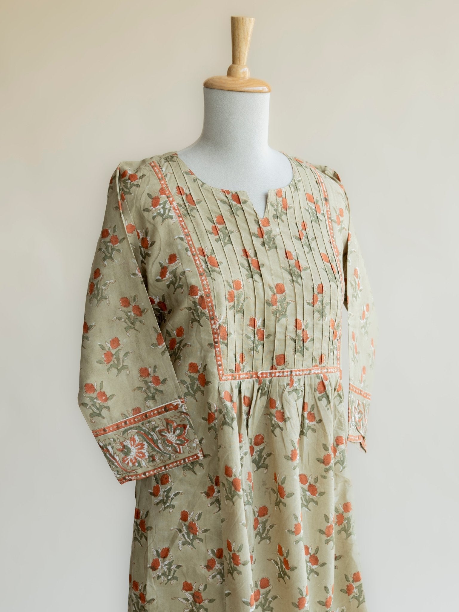Jincy Cotton Block Printed A - Line Kurta - AINA