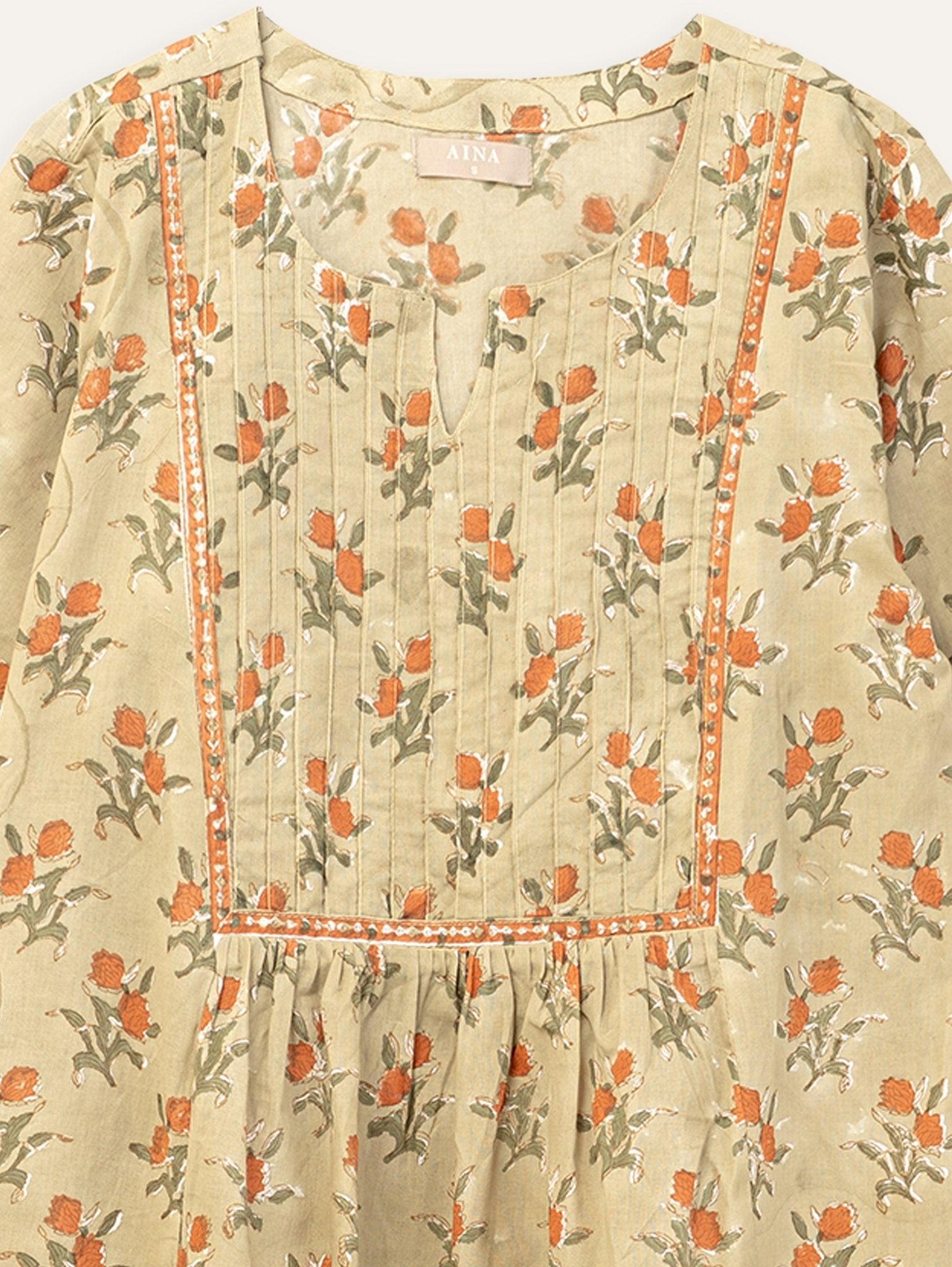 Jincy Cotton Block Printed A - Line Kurta - AINA