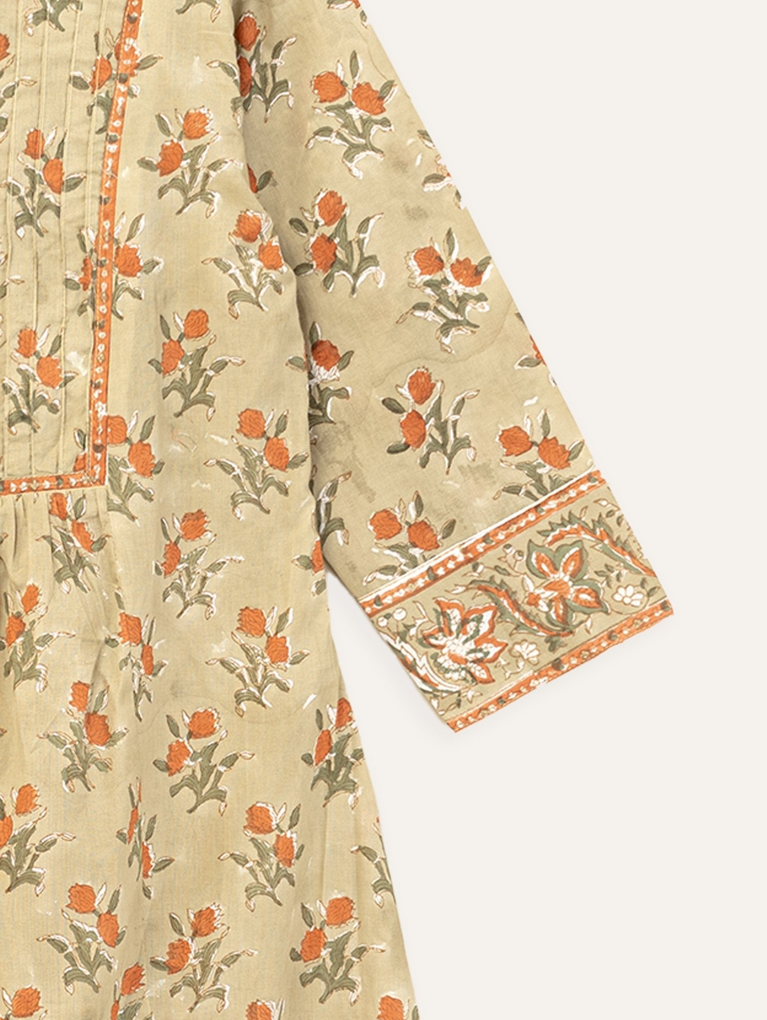 Jincy Cotton Block Printed A - Line Kurta - AINA