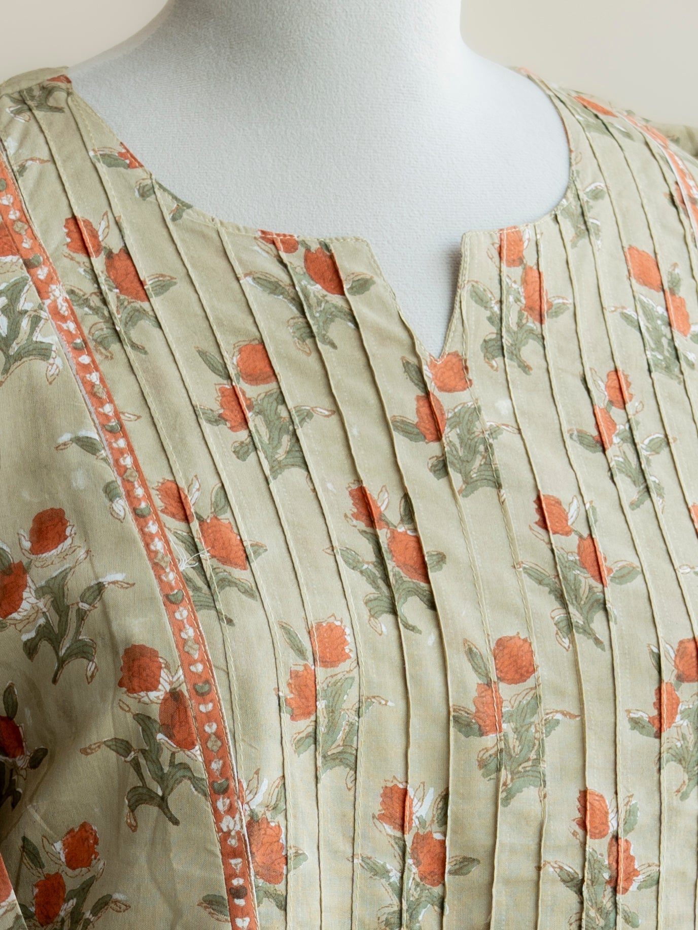 Jincy Cotton Block Printed A - Line Kurta - AINA