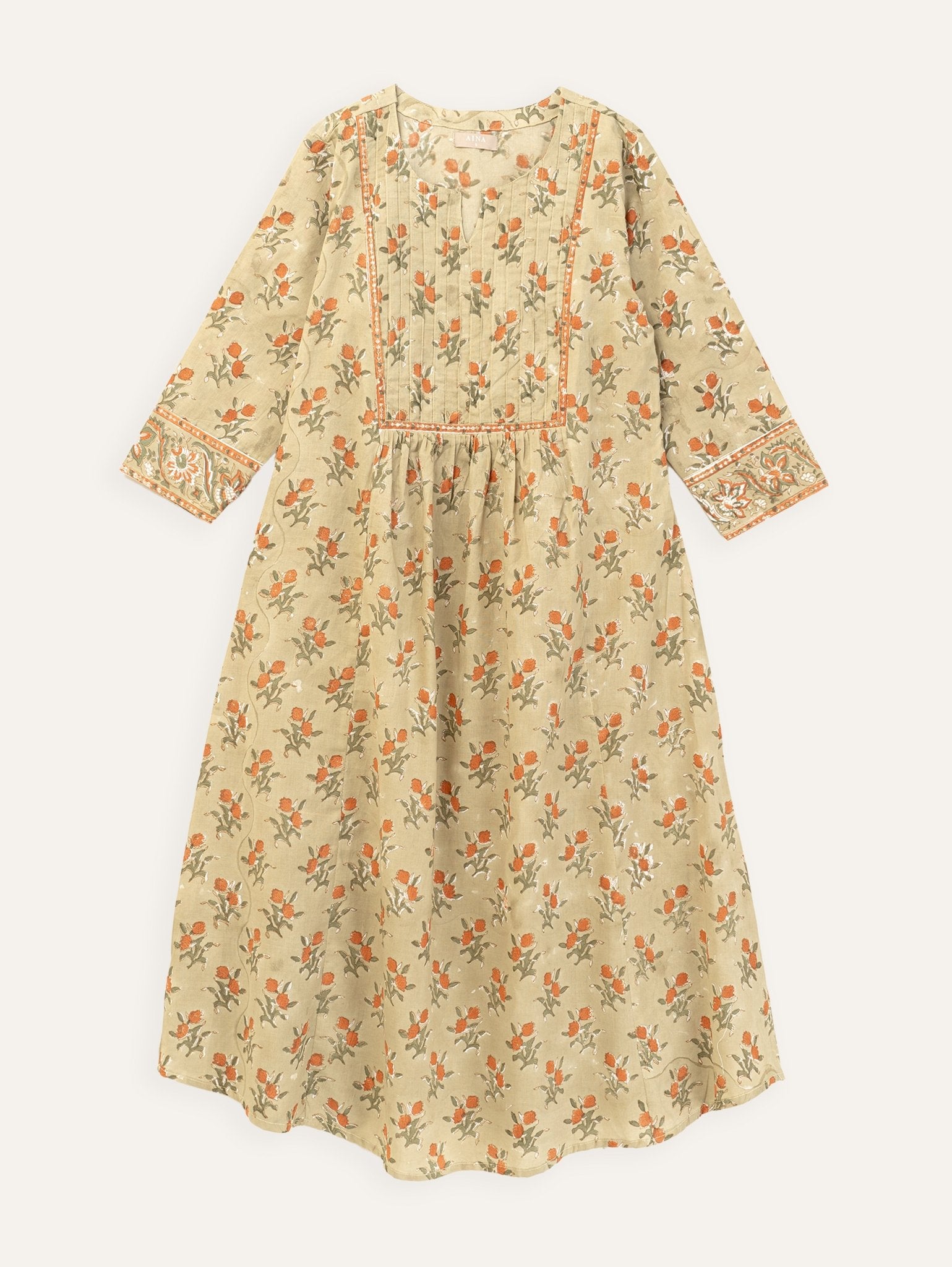 Jincy Cotton Block Printed A - Line Kurta - AINA