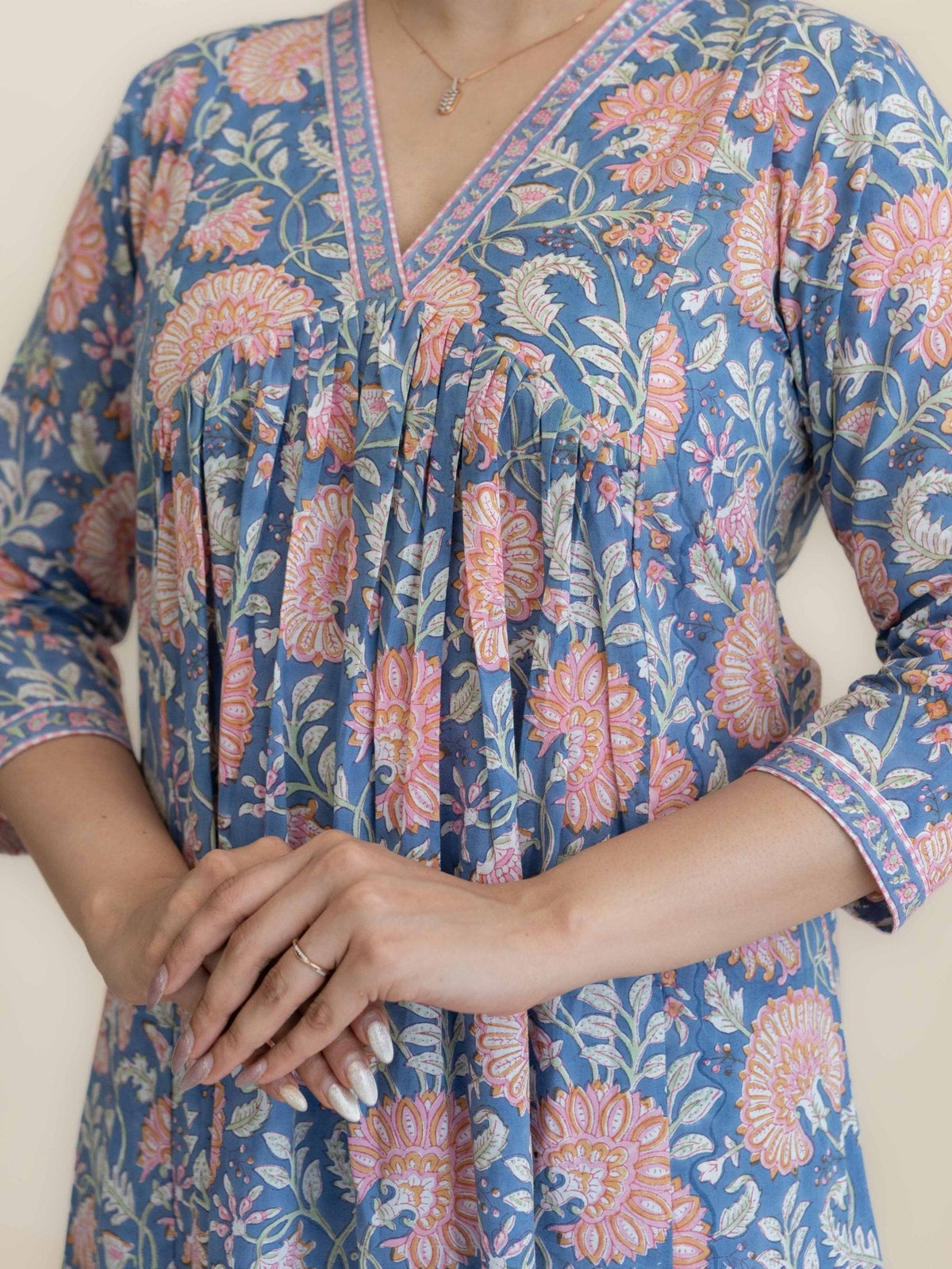 Jivisha Cotton Block Printed A-Line 2 Piece Set - AINA