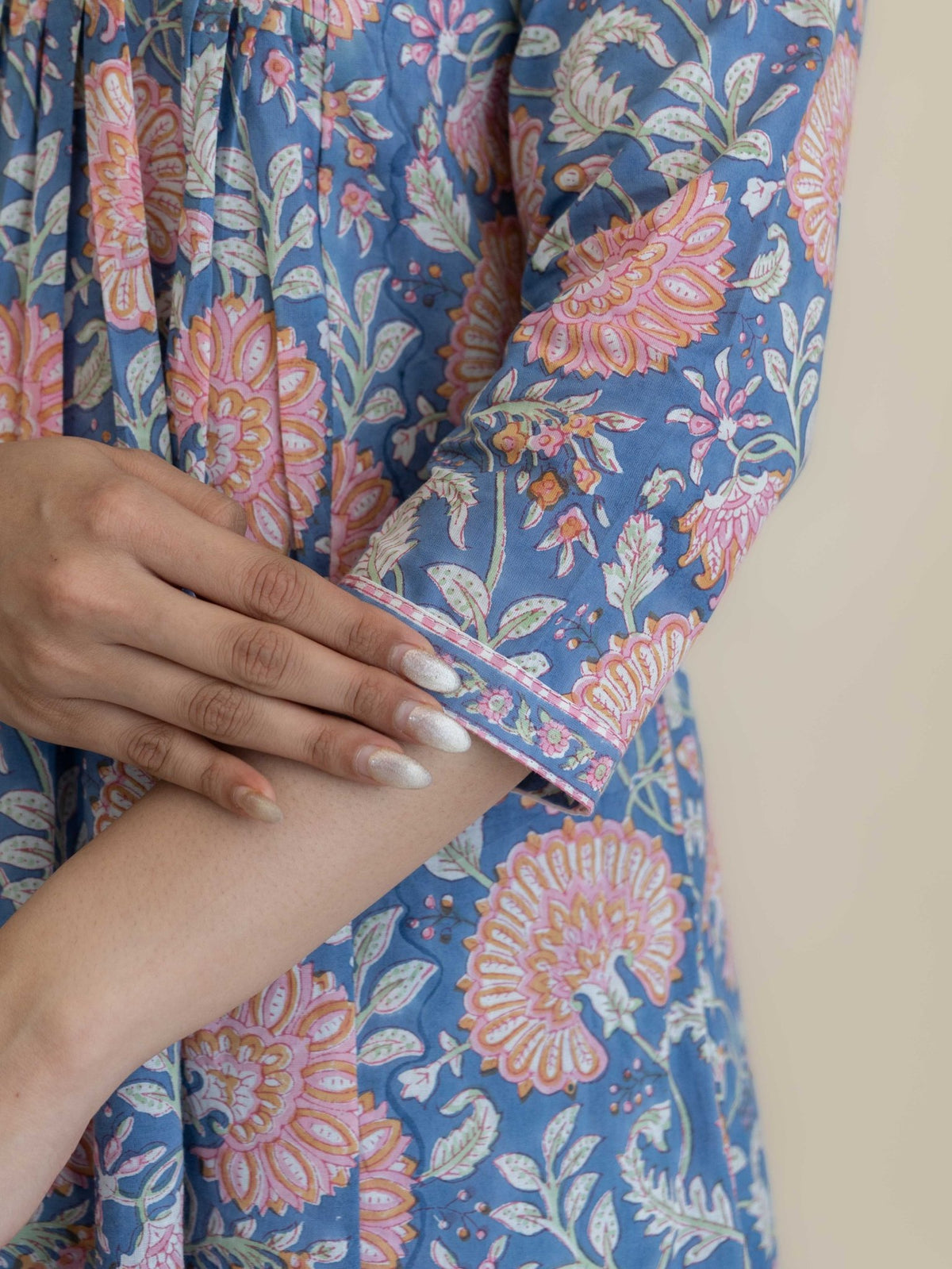 Jivisha Cotton Block Printed A-Line Suit Set - AINA