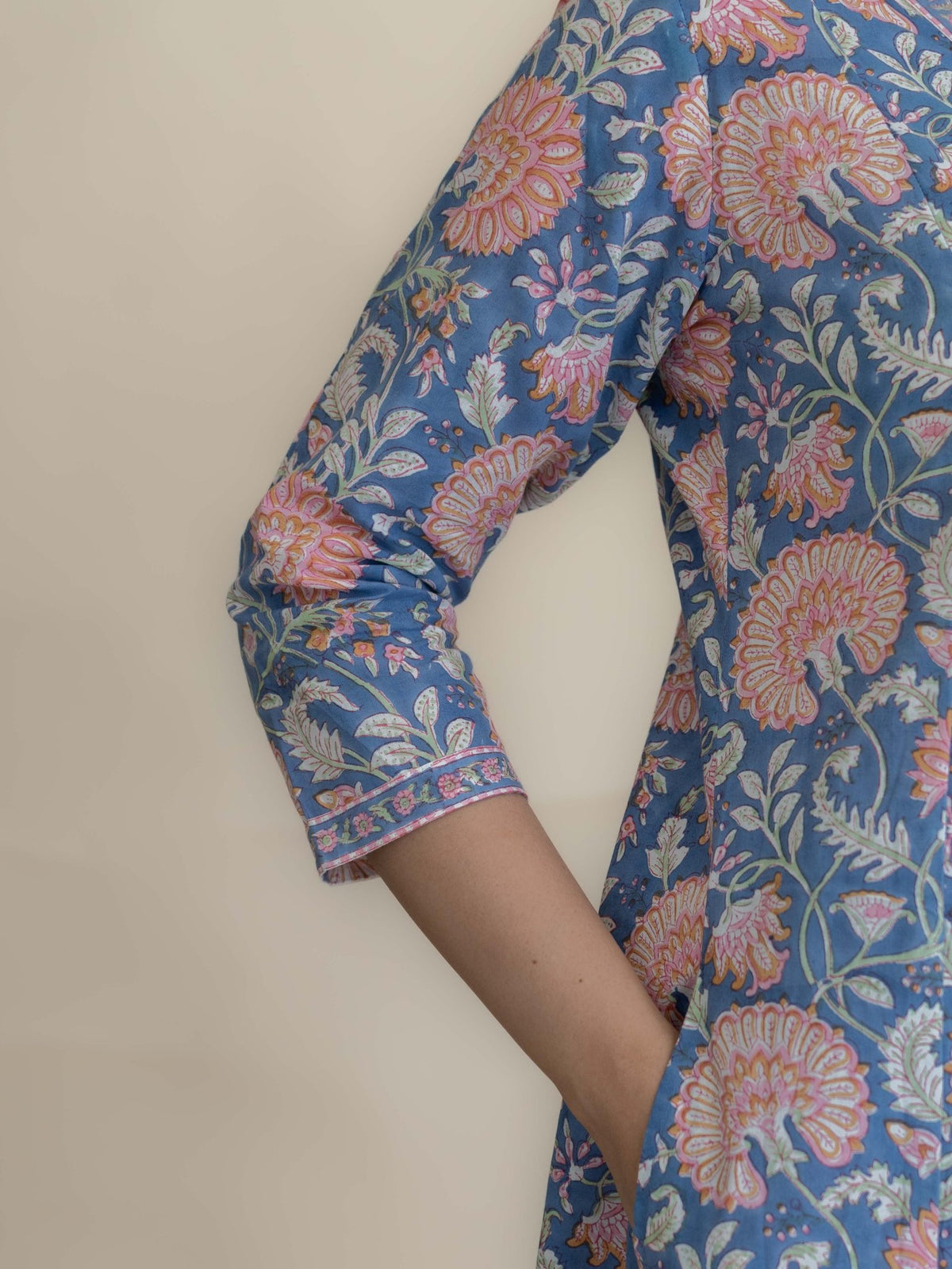 Jivisha Cotton Block Printed A-Line Suit Set - AINA