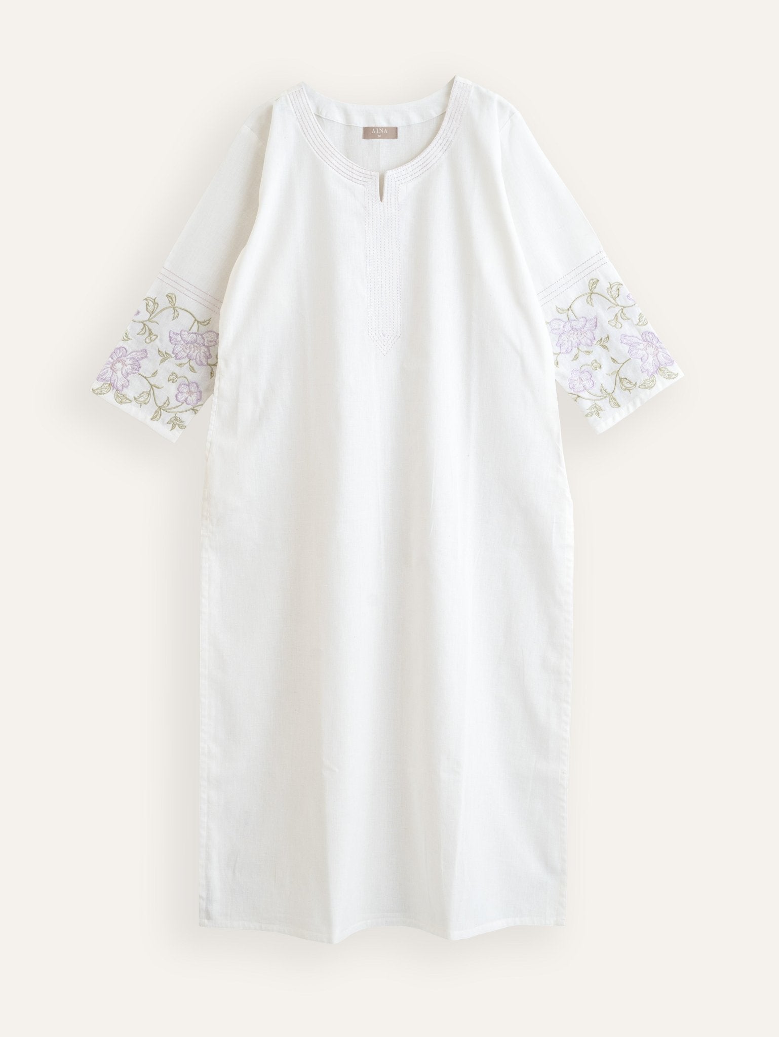 Kainat Cotton Flax Embroidered Straight Kurta - AINA