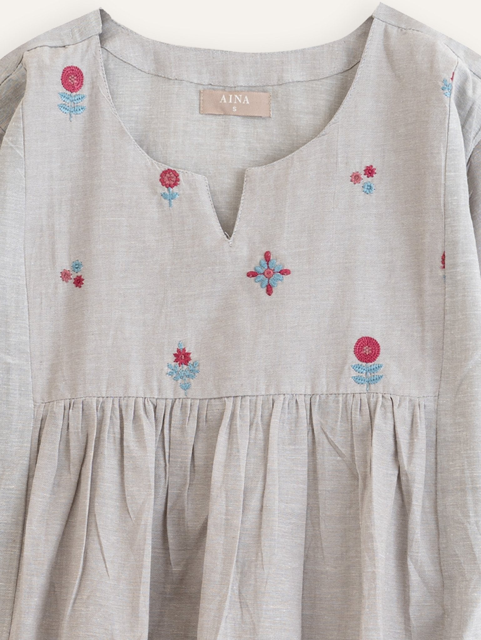 Kanishka Cotton Embroidered A - Line Kurta - AINA