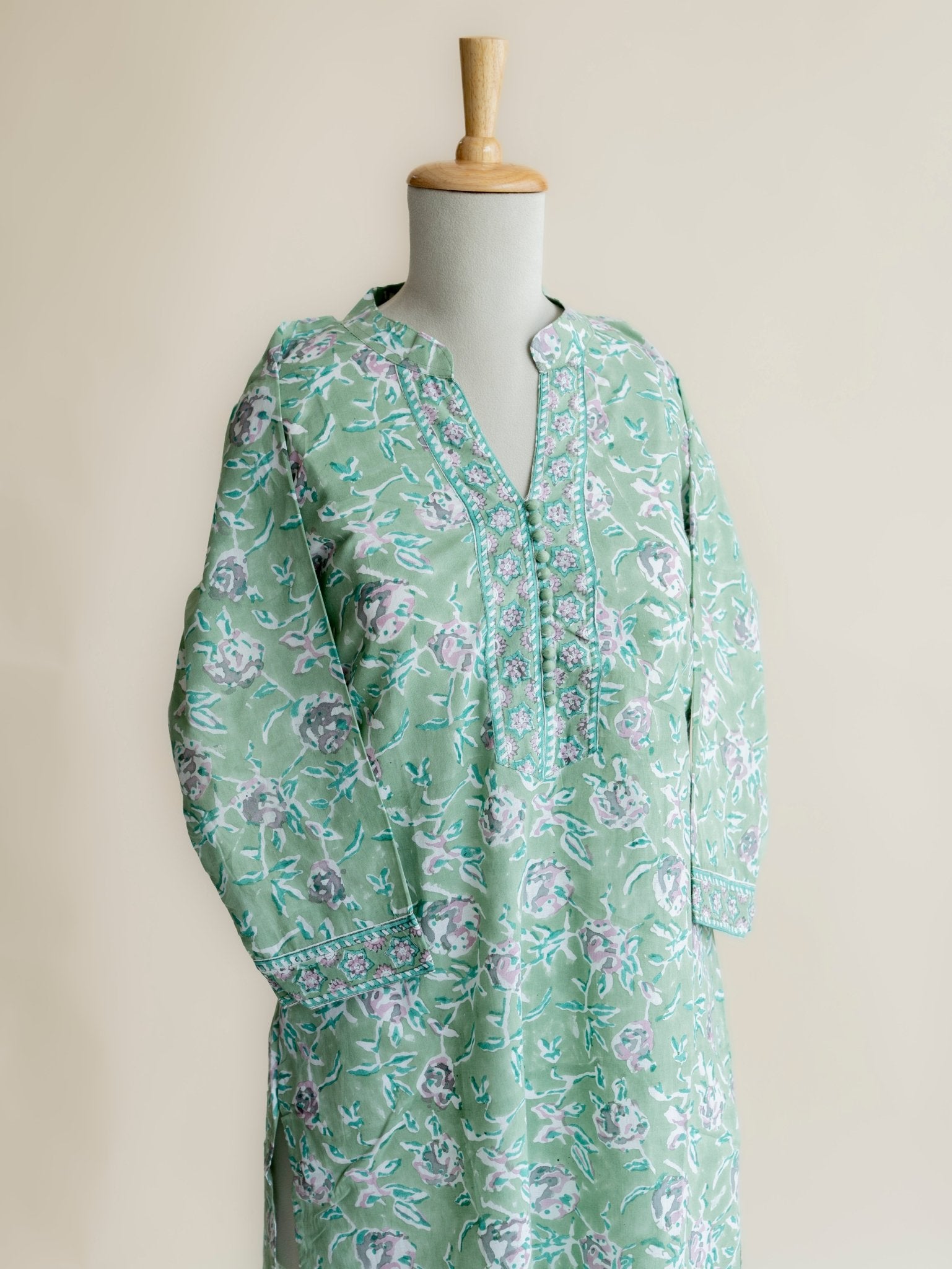Kasthuri Cotton Block Printed Straight Kurta - AINA