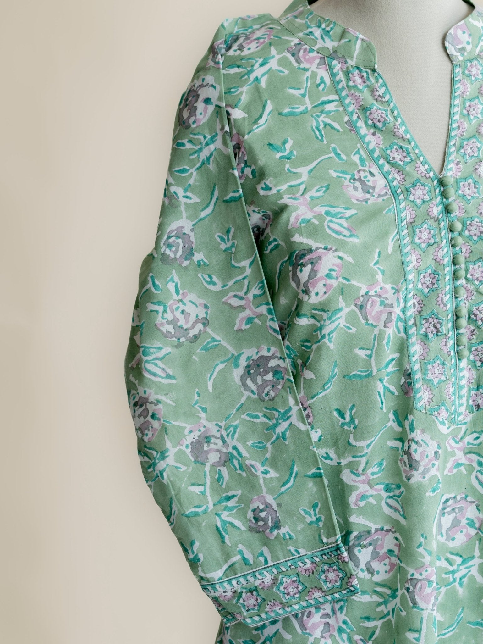 Kasthuri Cotton Block Printed Straight Kurta - AINA