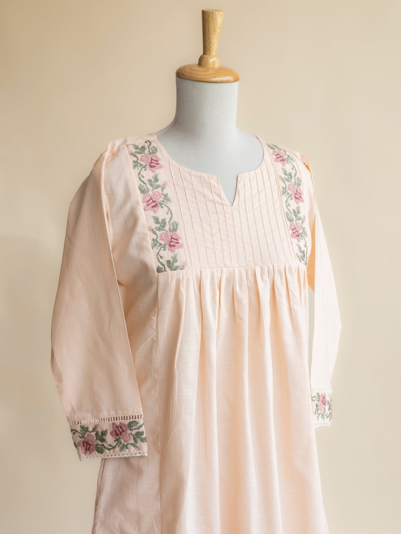 Kenza Cotton Embroidered A - Line Kurta - AINA