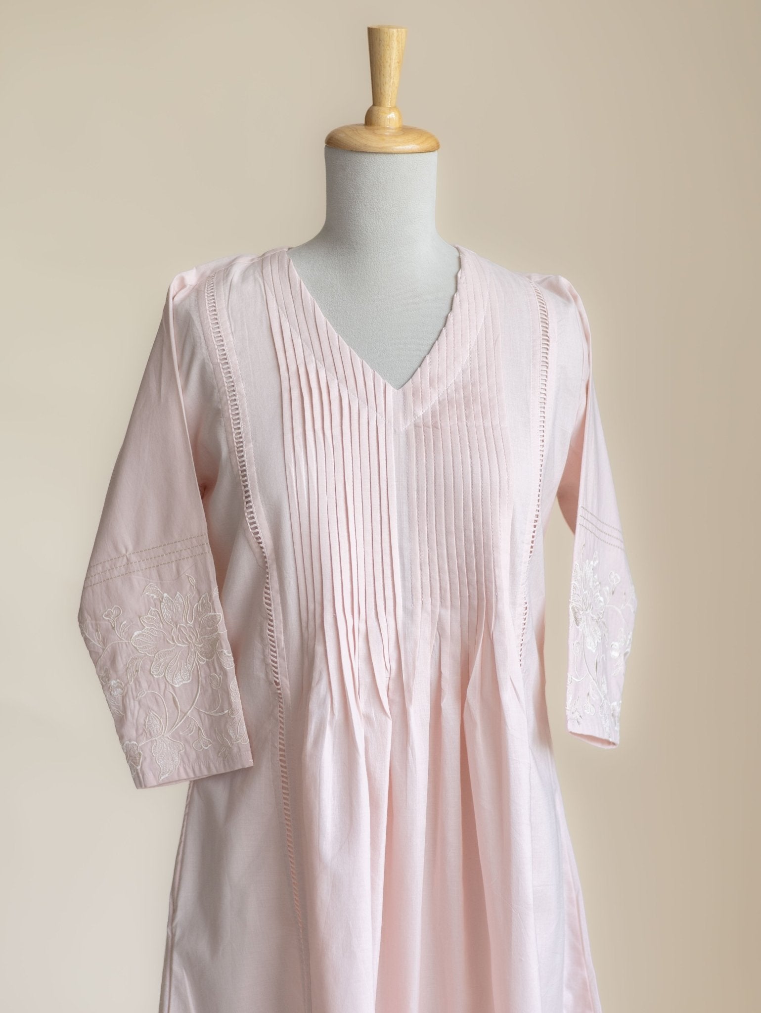 Kesiya Cotton Embroidered A-Line Suit Set - AINA