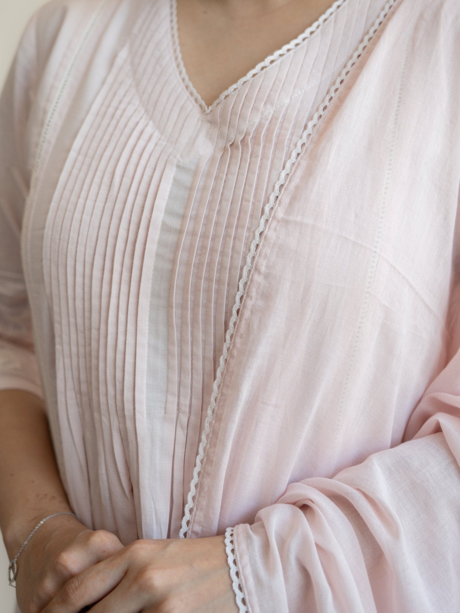 Kesiya Cotton Embroidered A - Line Suit Set - AINA