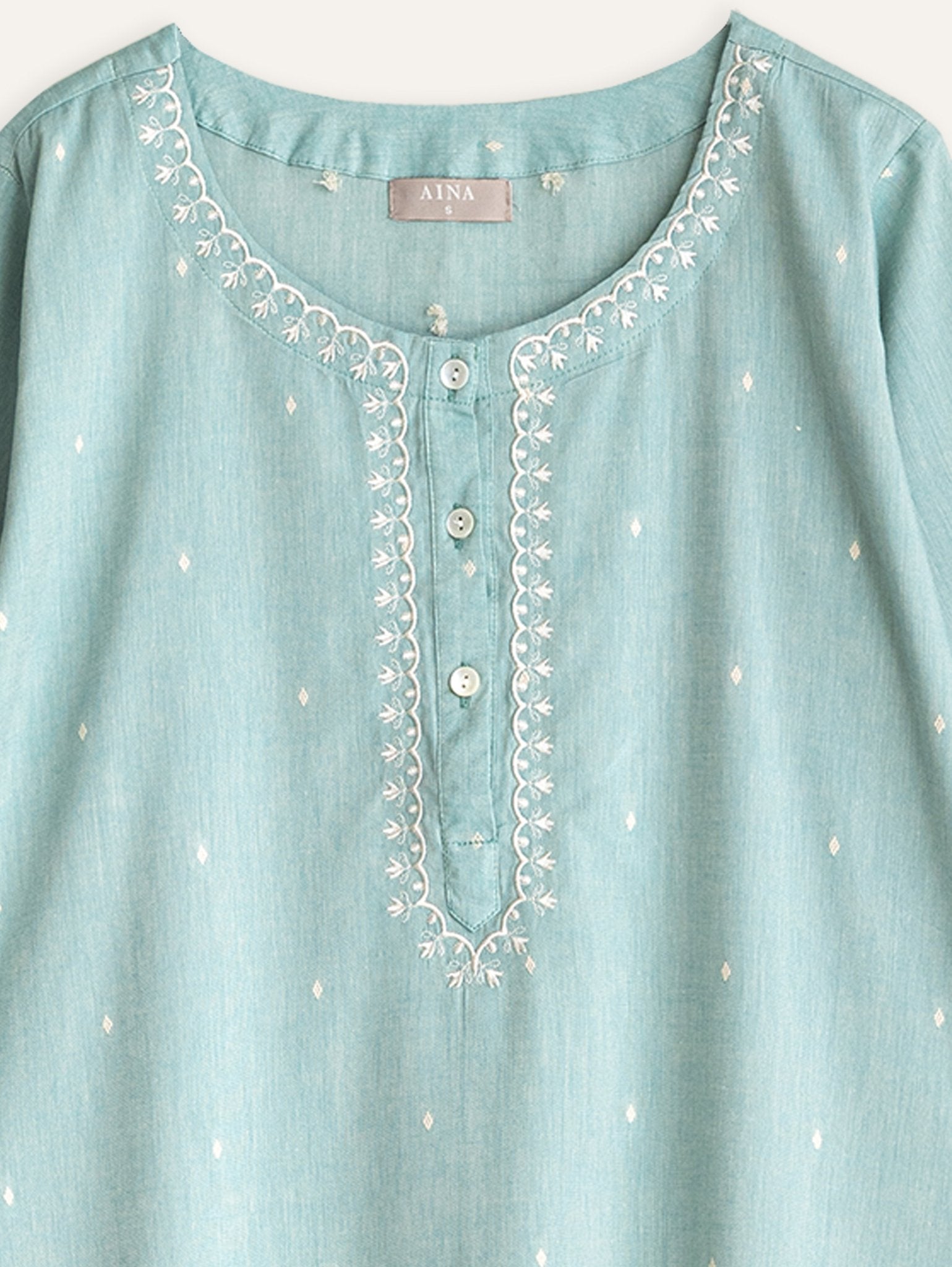 Khushali Cotton Handloom Embroidered A - Line Kurta - AINA