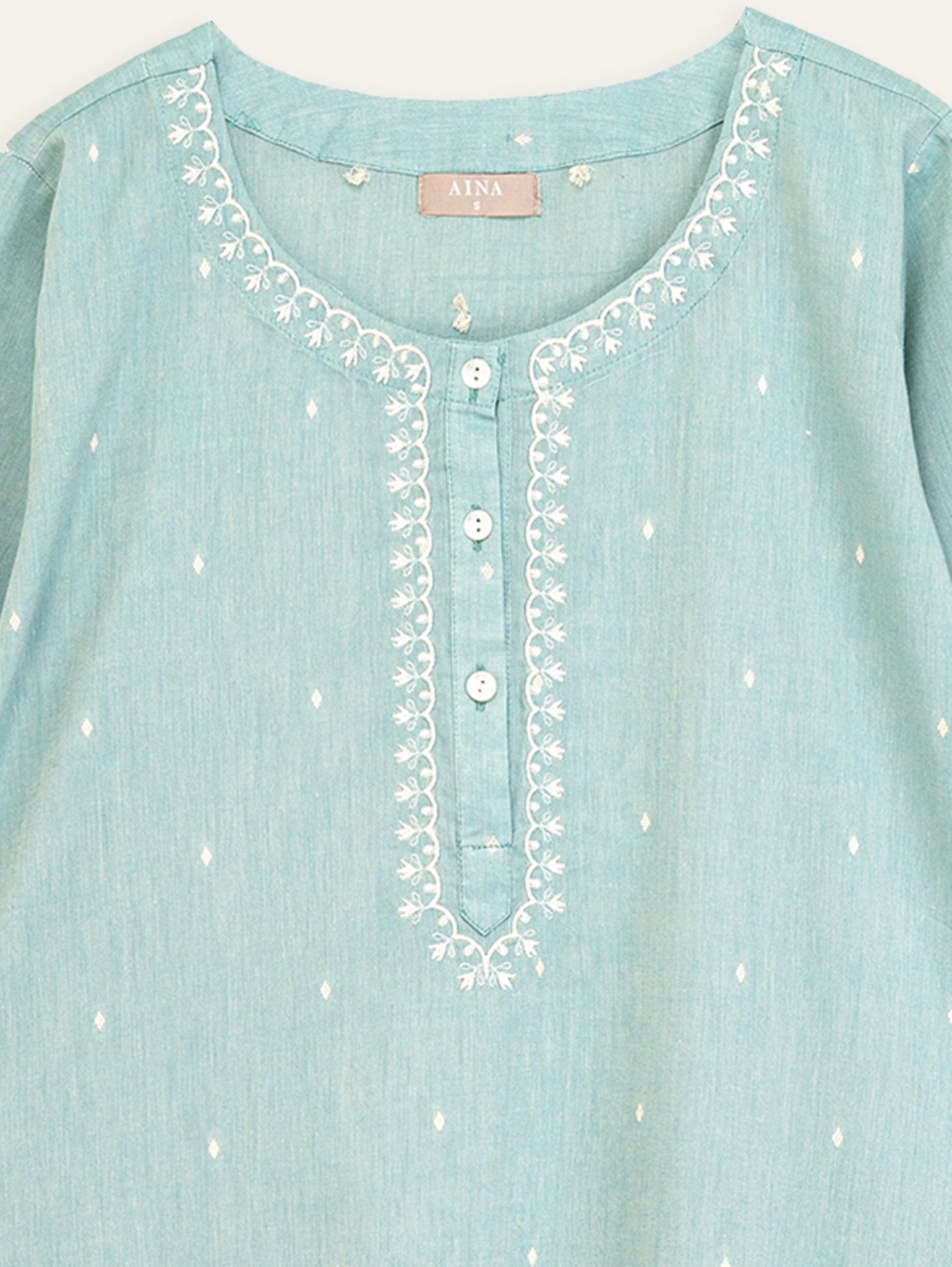 Khushali Cotton Handloom Embroidered A - Line Kurta - AINA