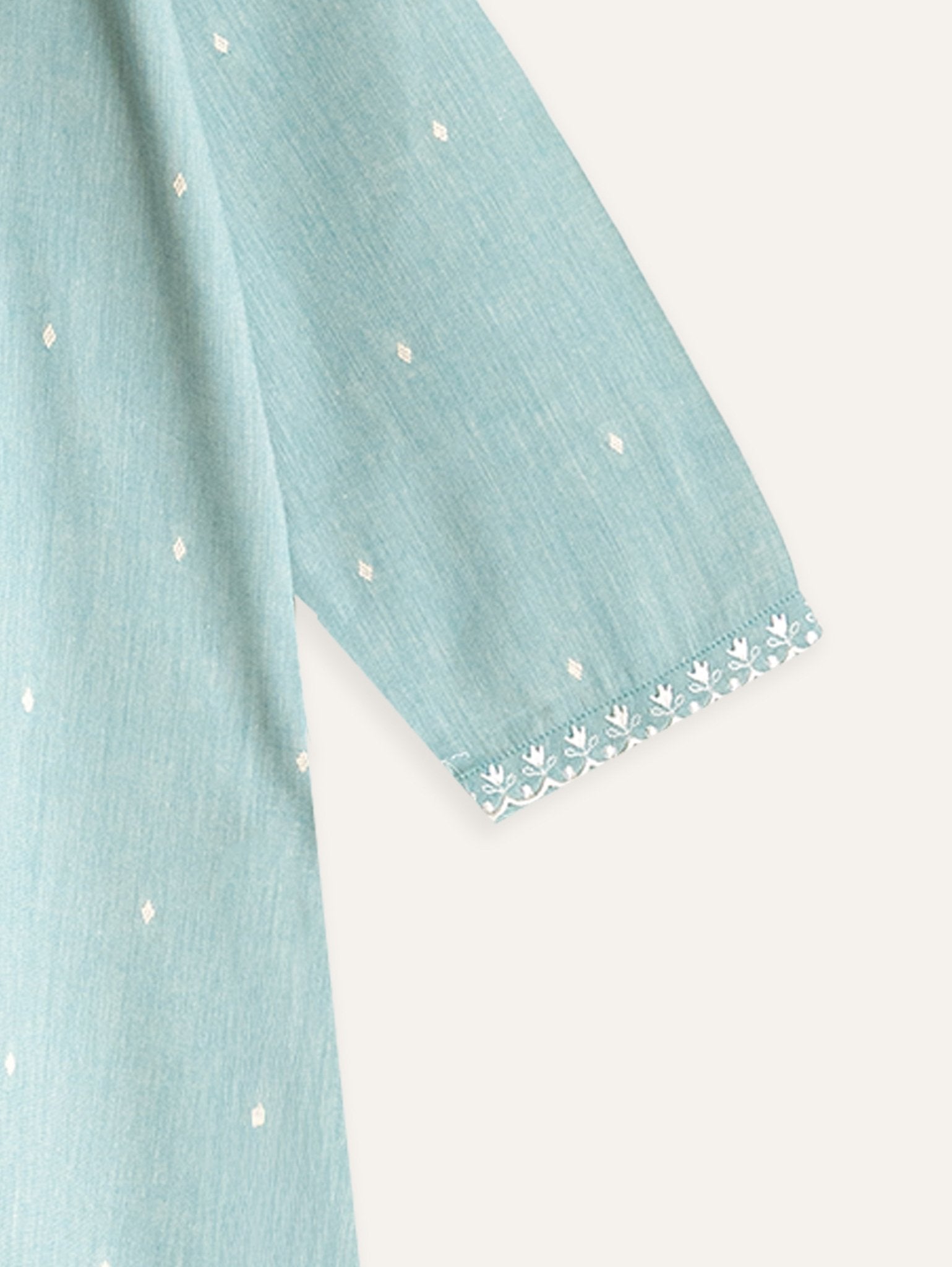 Khushali Cotton Handloom Embroidered A - Line Kurta - AINA