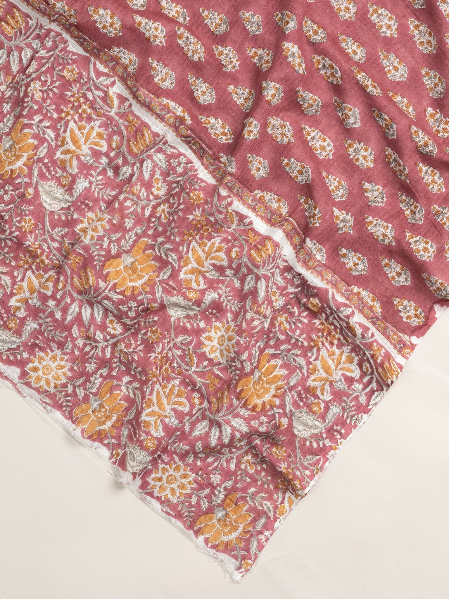 Kiara Cotton Block Printed Unstitched Suit Set - 3 Piece - AINA