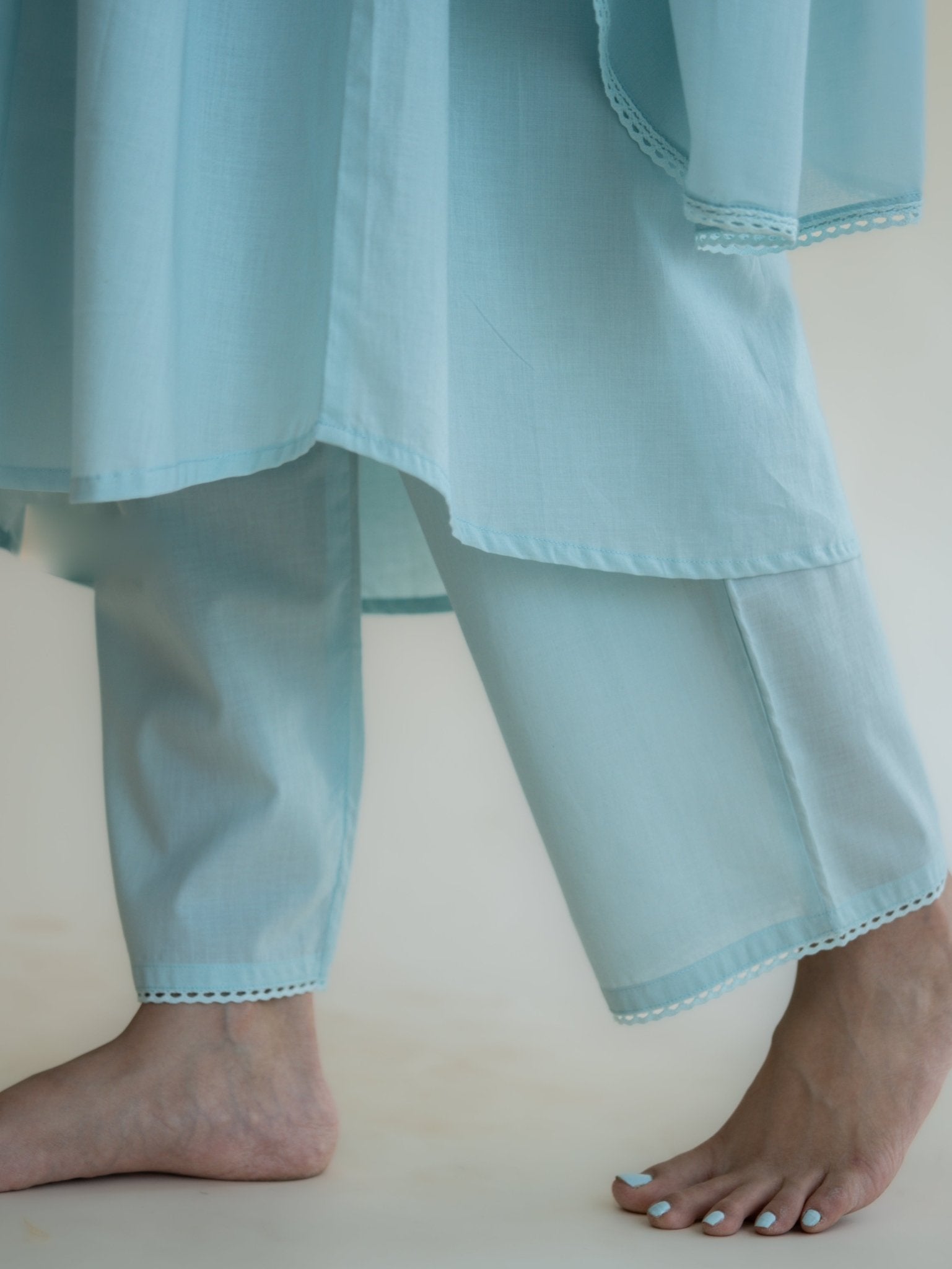 Kiyara Cotton Embroidered A - Line Suit Set - AINA