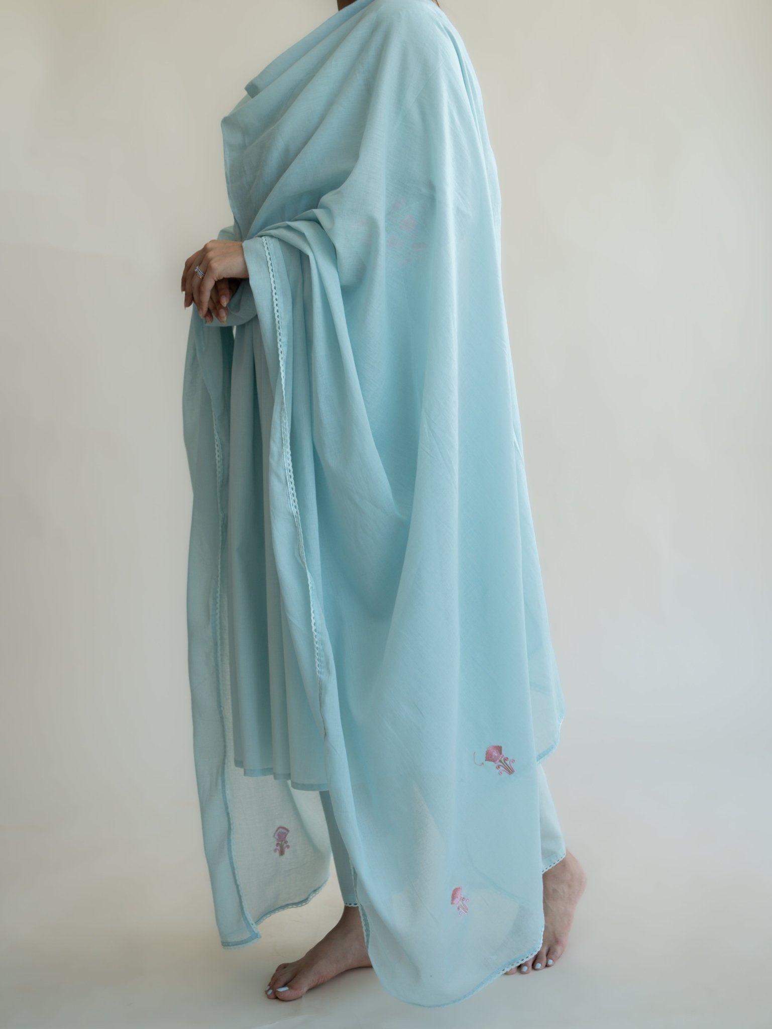 Kiyara Cotton Embroidered A - Line Suit Set - AINA