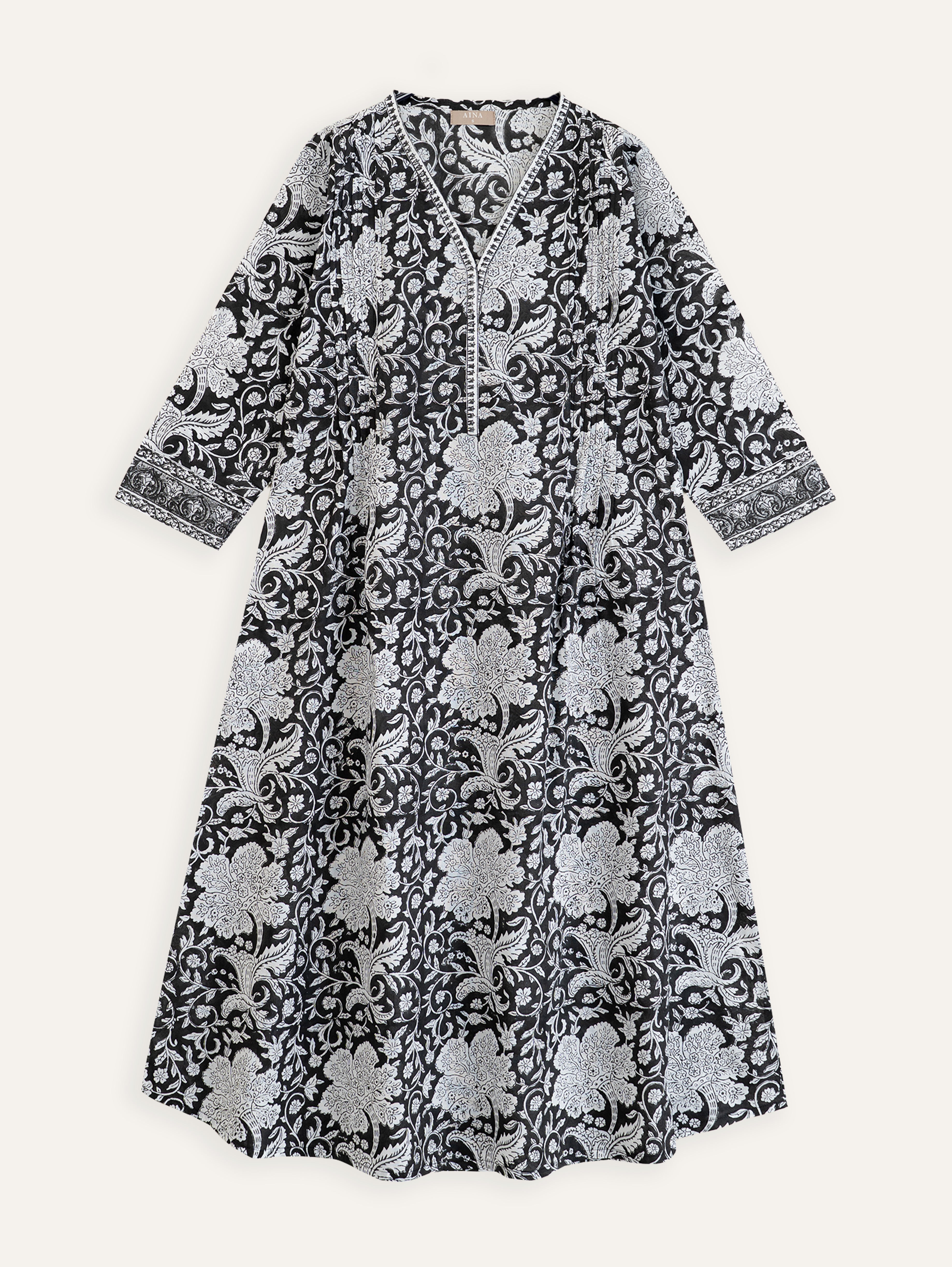 Renea Cotton Block Printed A-Line Kurta