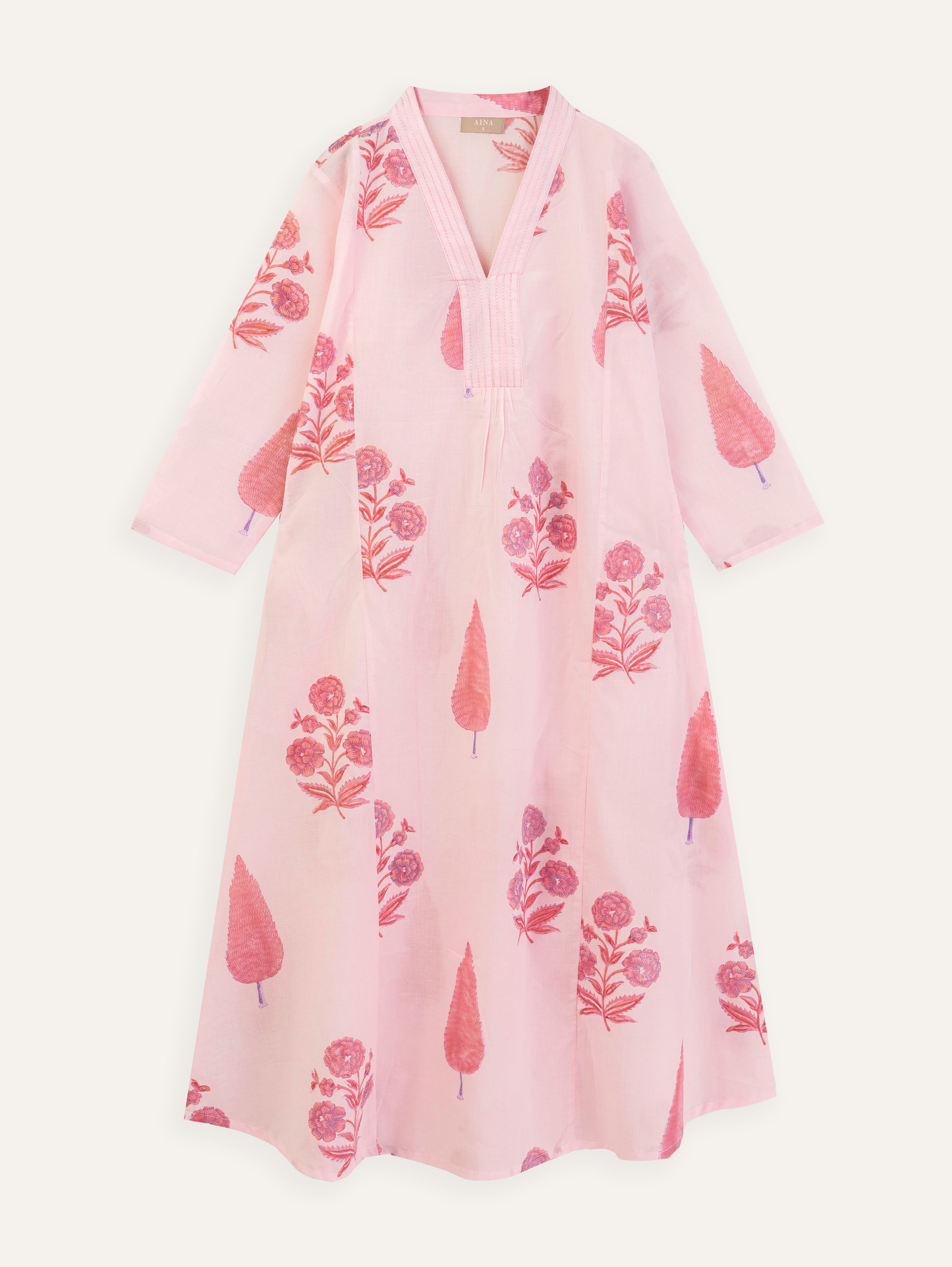 Neamah Cotton Block Printed A Line Kurta