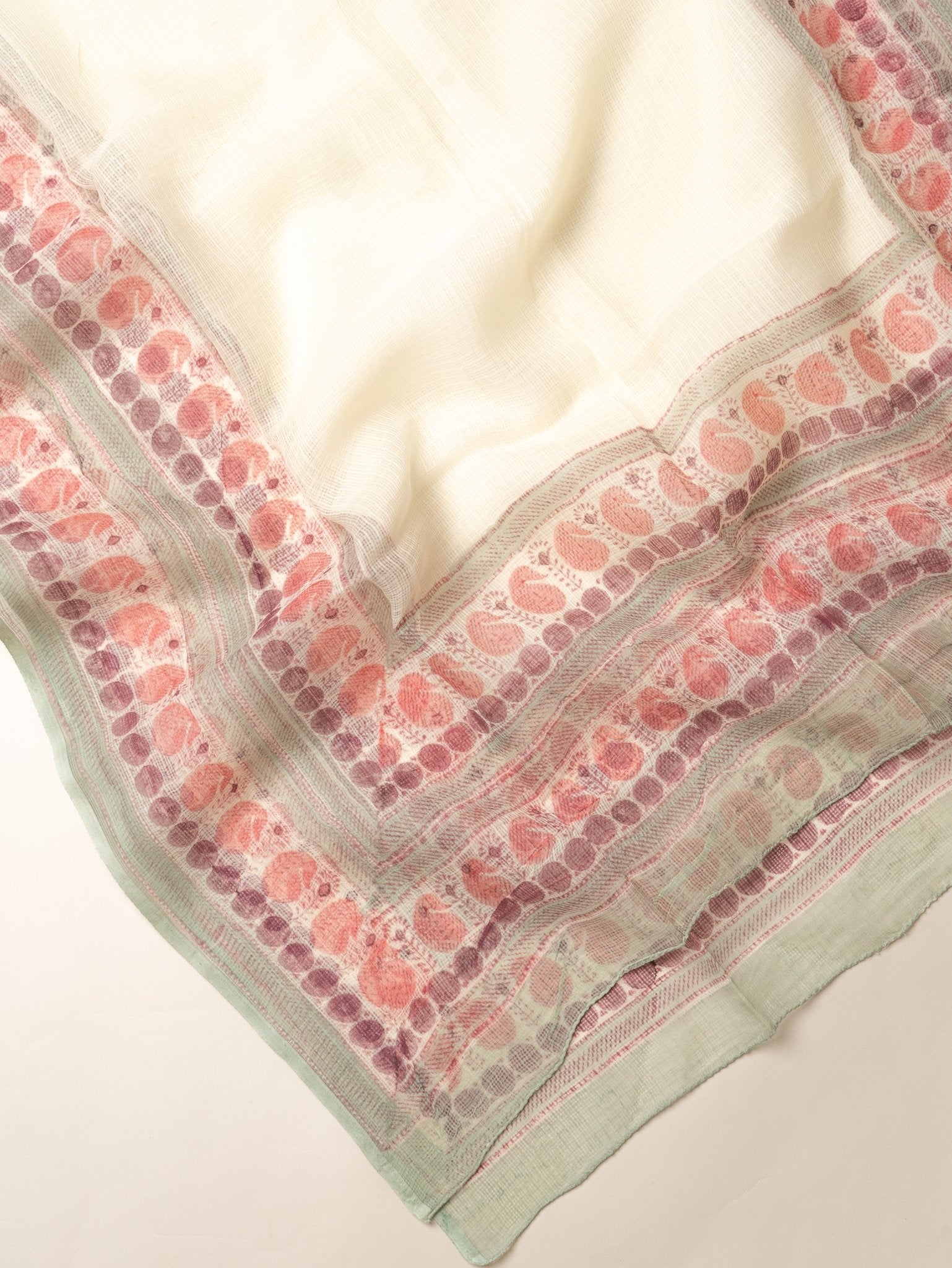 Kripa Kota Doria Block Printed Dupatta - AINA