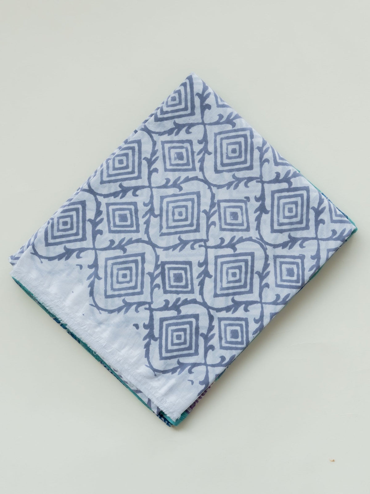 Lamiha Kota Doria Block Printed Unstitched Suit Set - 3 Piece - AINA