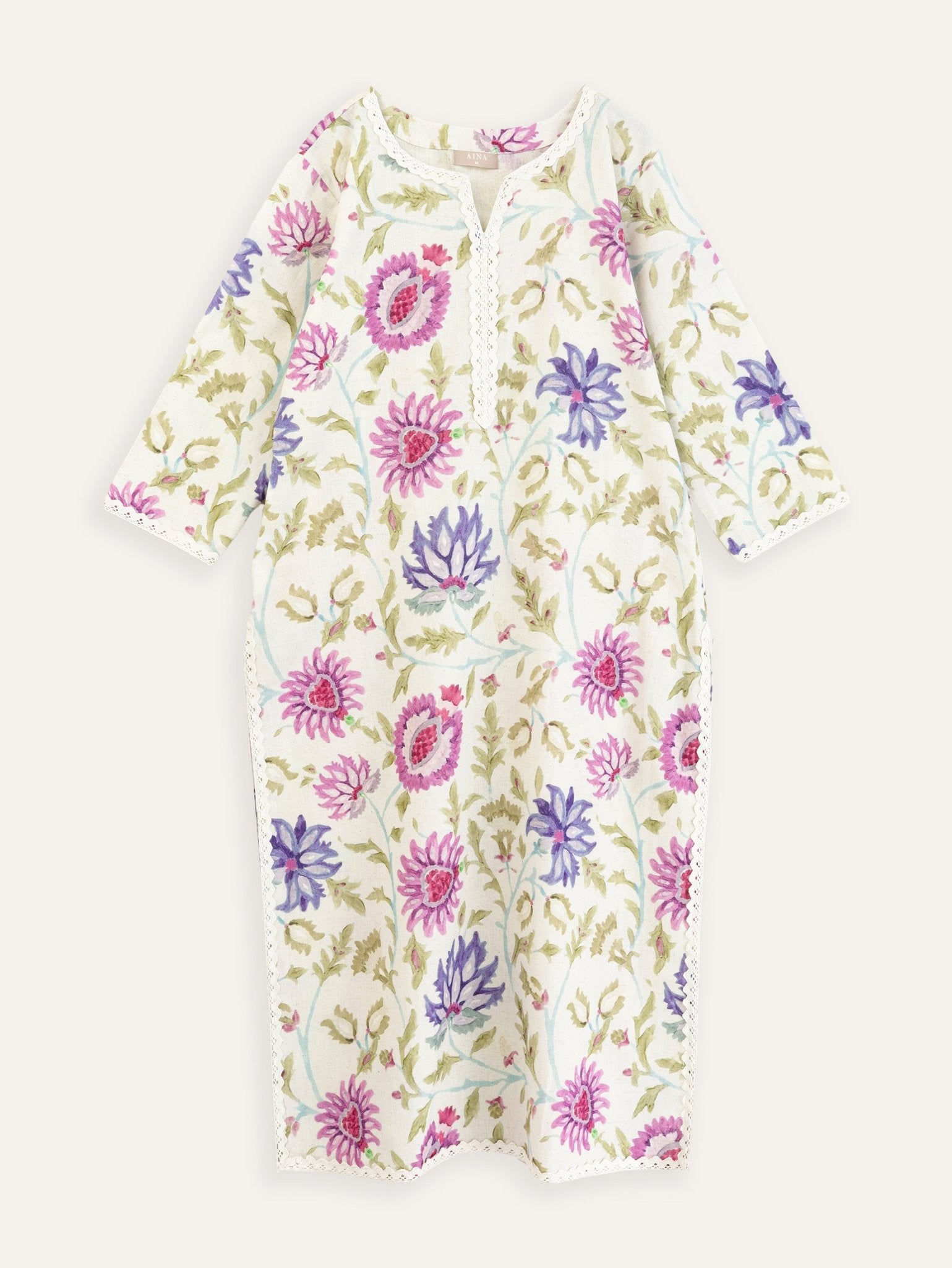 Lamiya Cotton Flax Printed Straight Kurta - AINA