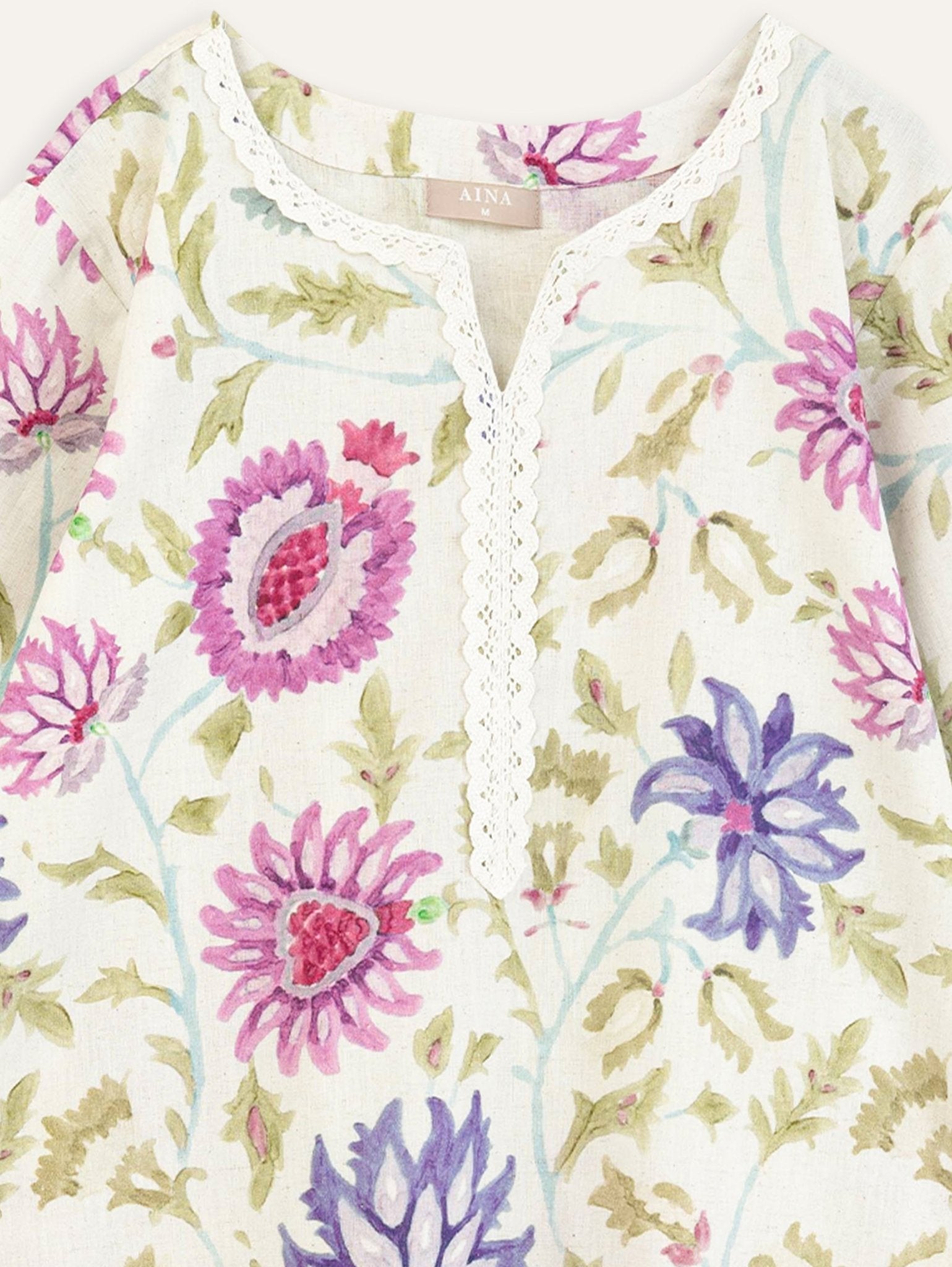 Lamiya Cotton Flax Printed Straight Kurta - AINA