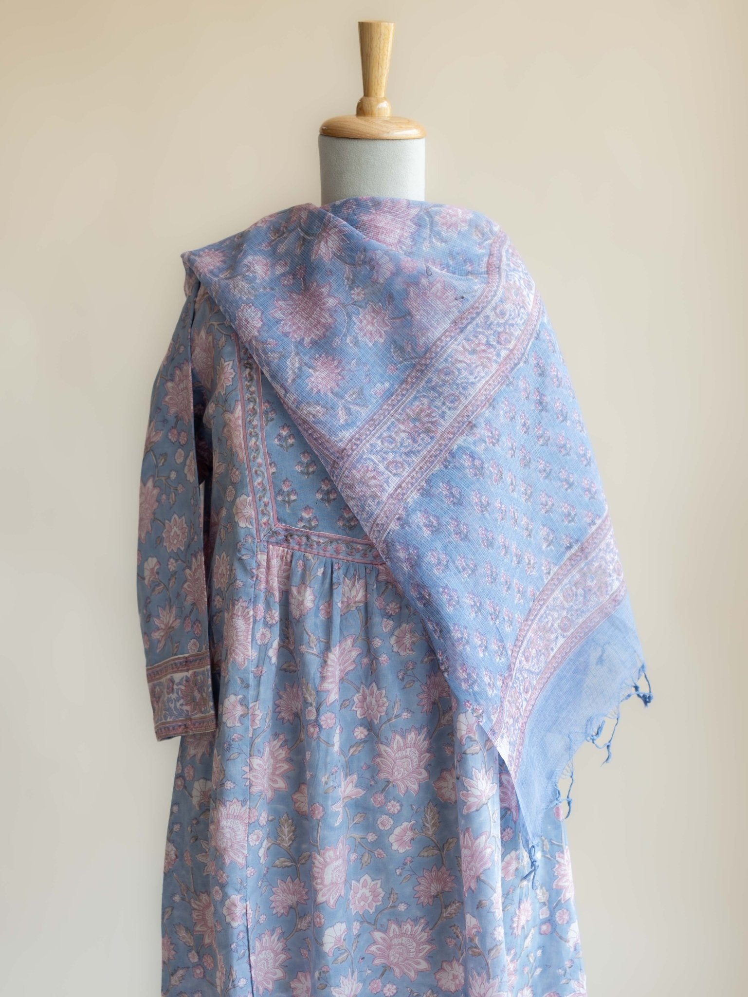 Layana Cotton Block Printed A - line Kurta - AINA