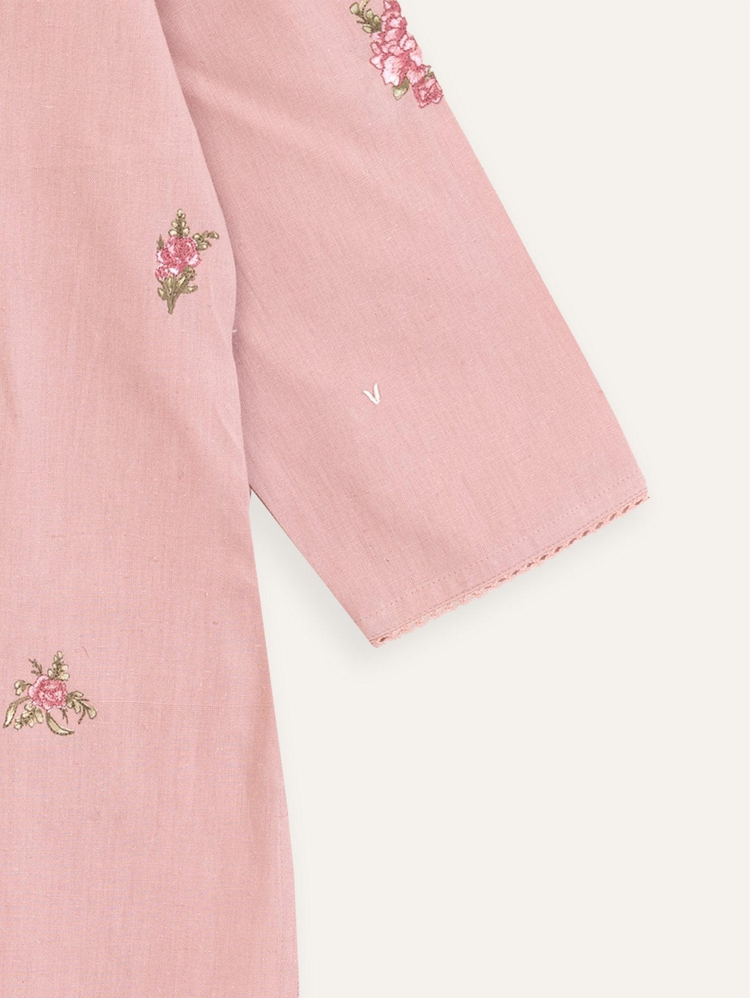 Layana Cotton Flax Embroidered Straight Kurta - AINA