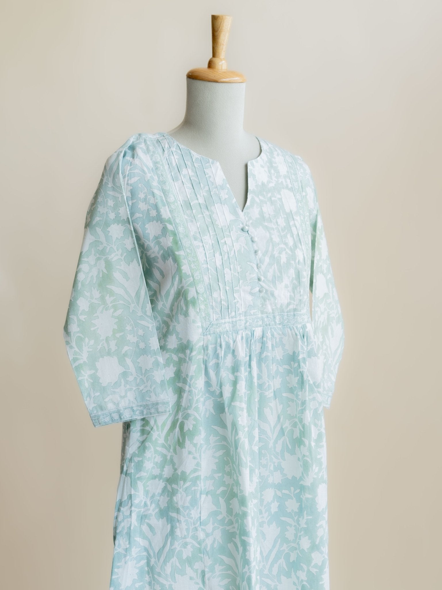 Layla Cotton Block Printed A - Line Kurta - AINA