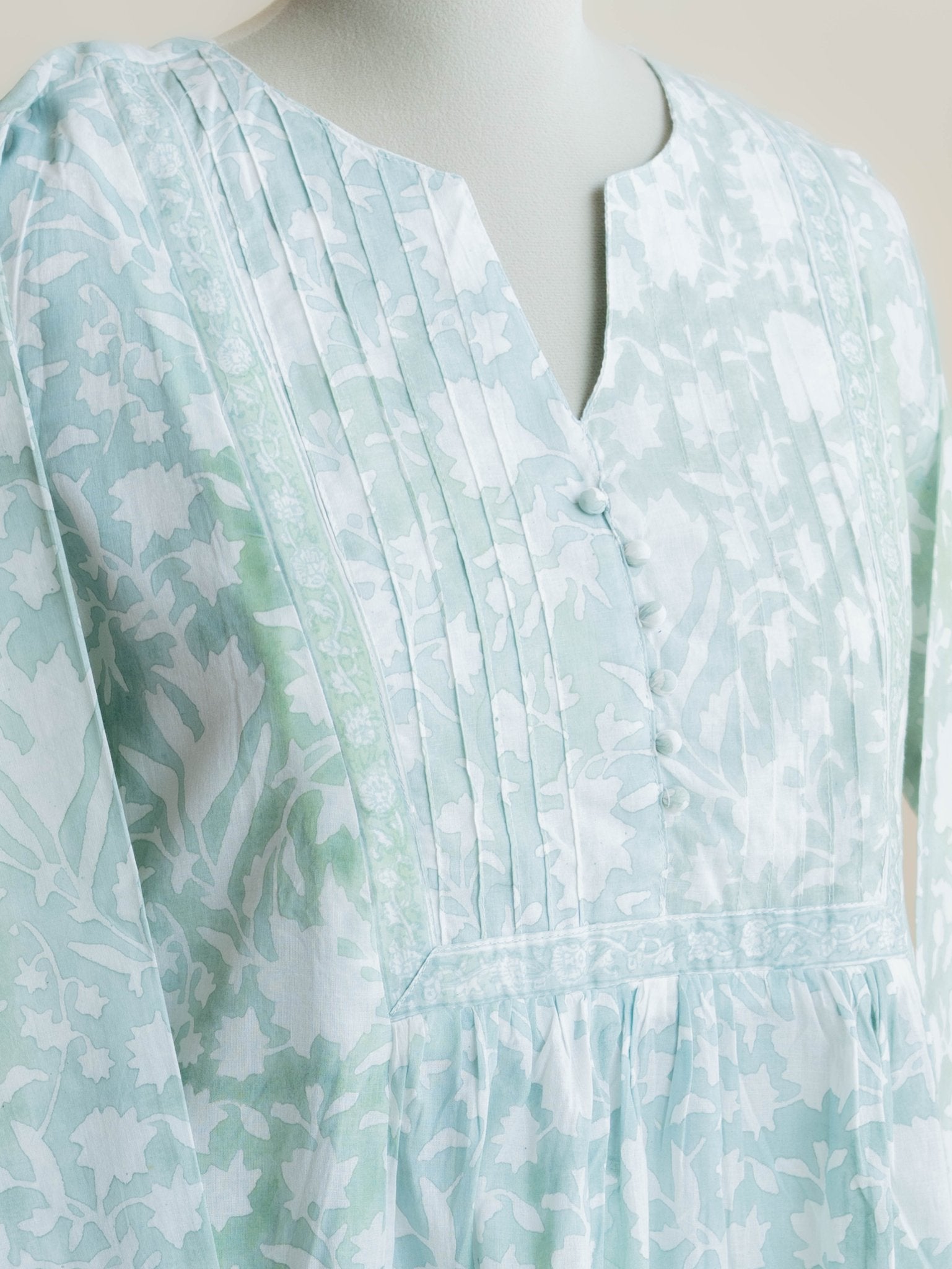Layla Cotton Block Printed A - Line Kurta - AINA