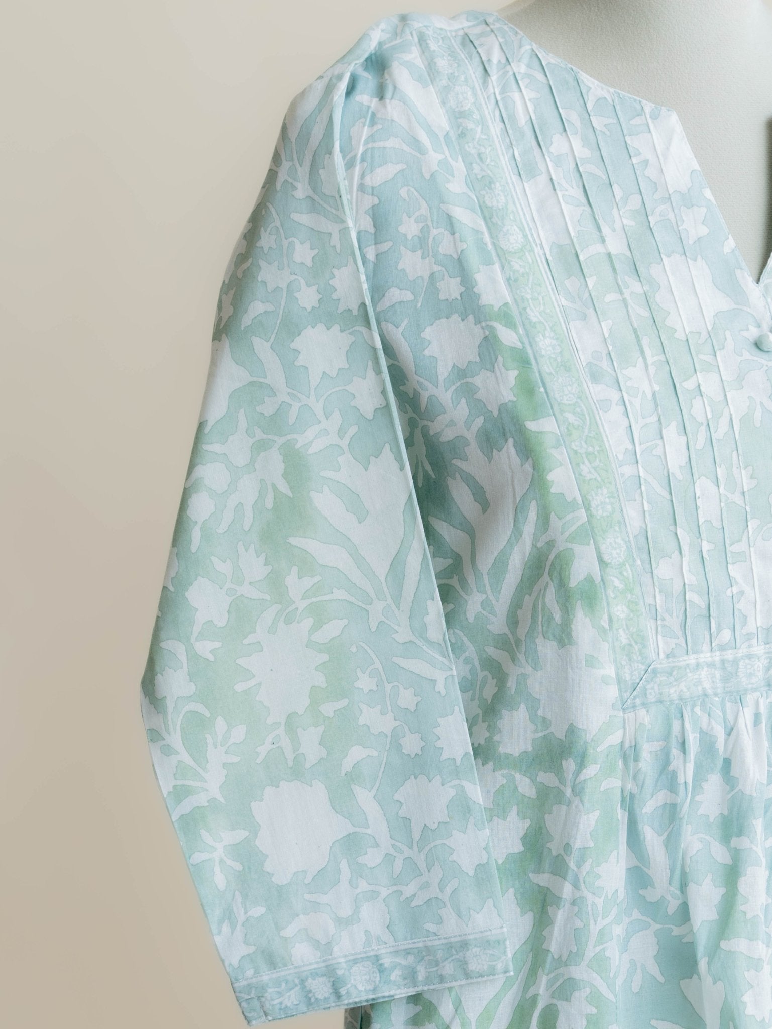 Layla Cotton Block Printed A - Line Kurta - AINA