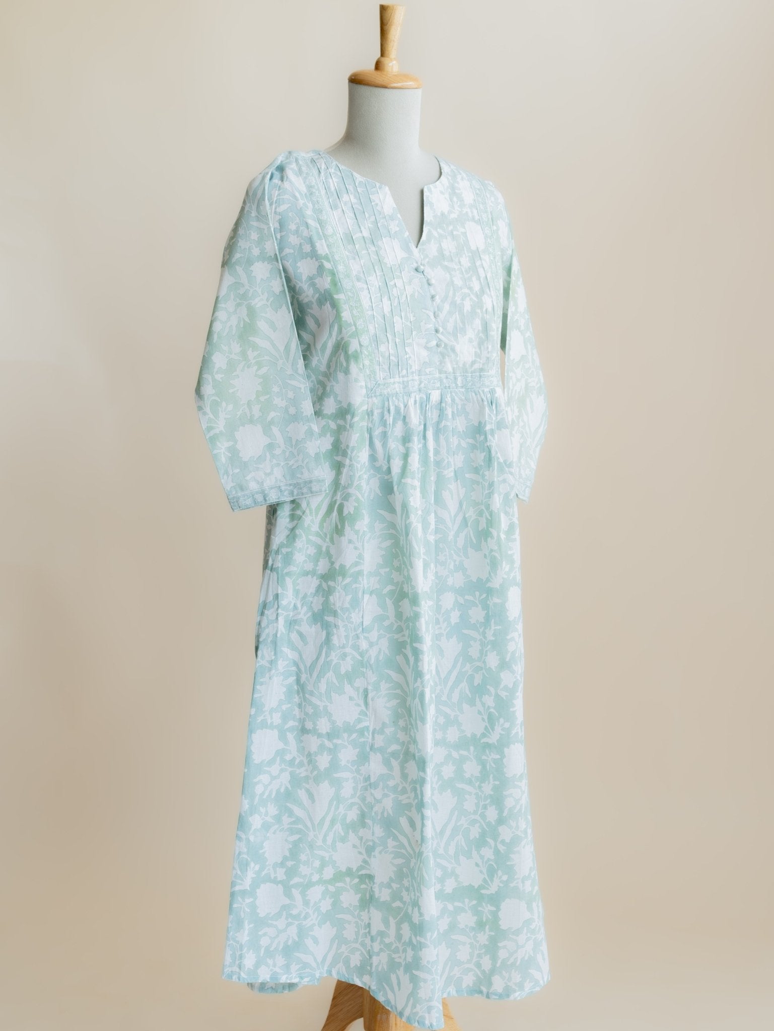 Layla Cotton Block Printed A - Line Kurta - AINA