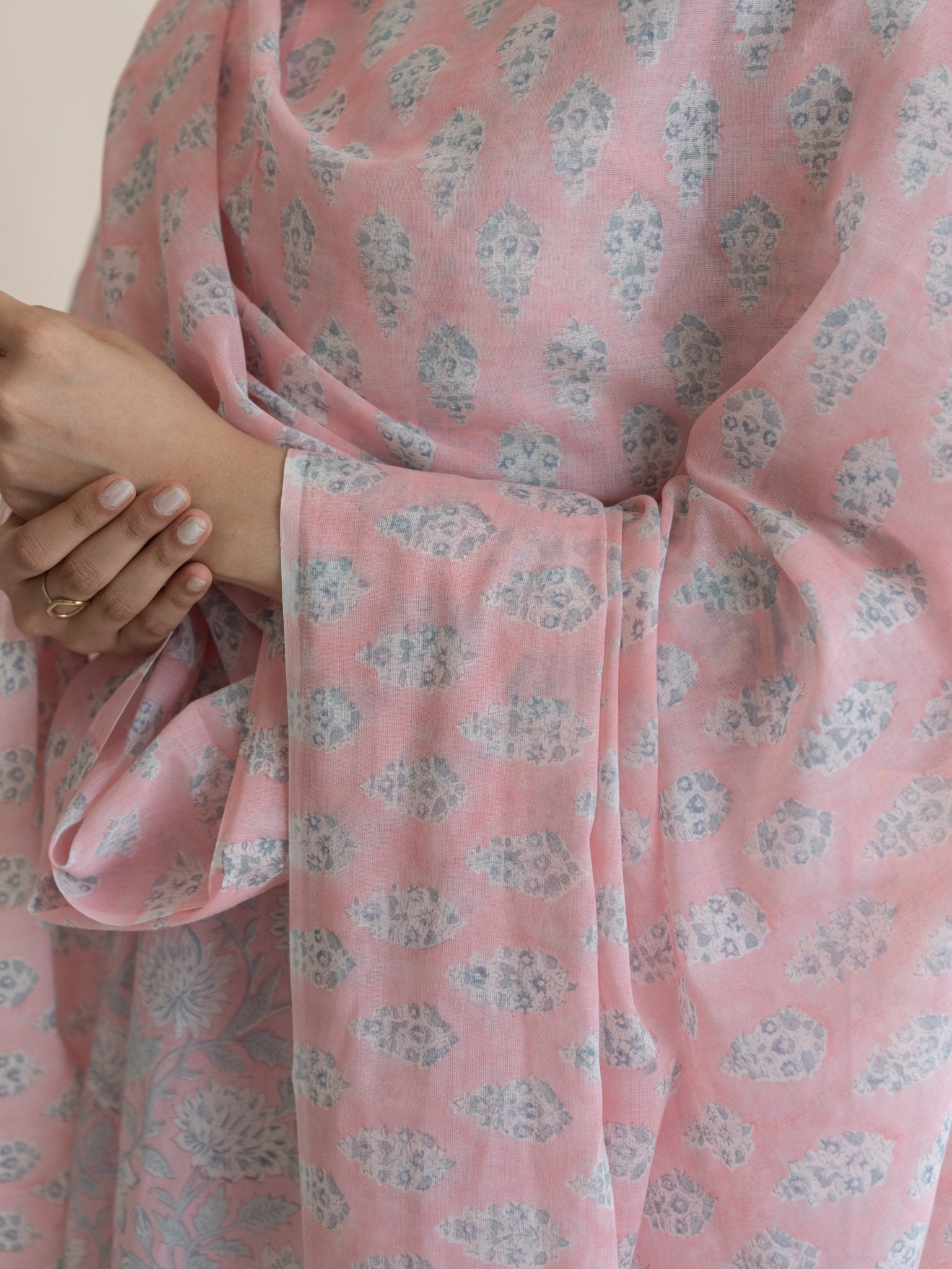 Layth Kota Doria Block Printed Dupatta - AINA