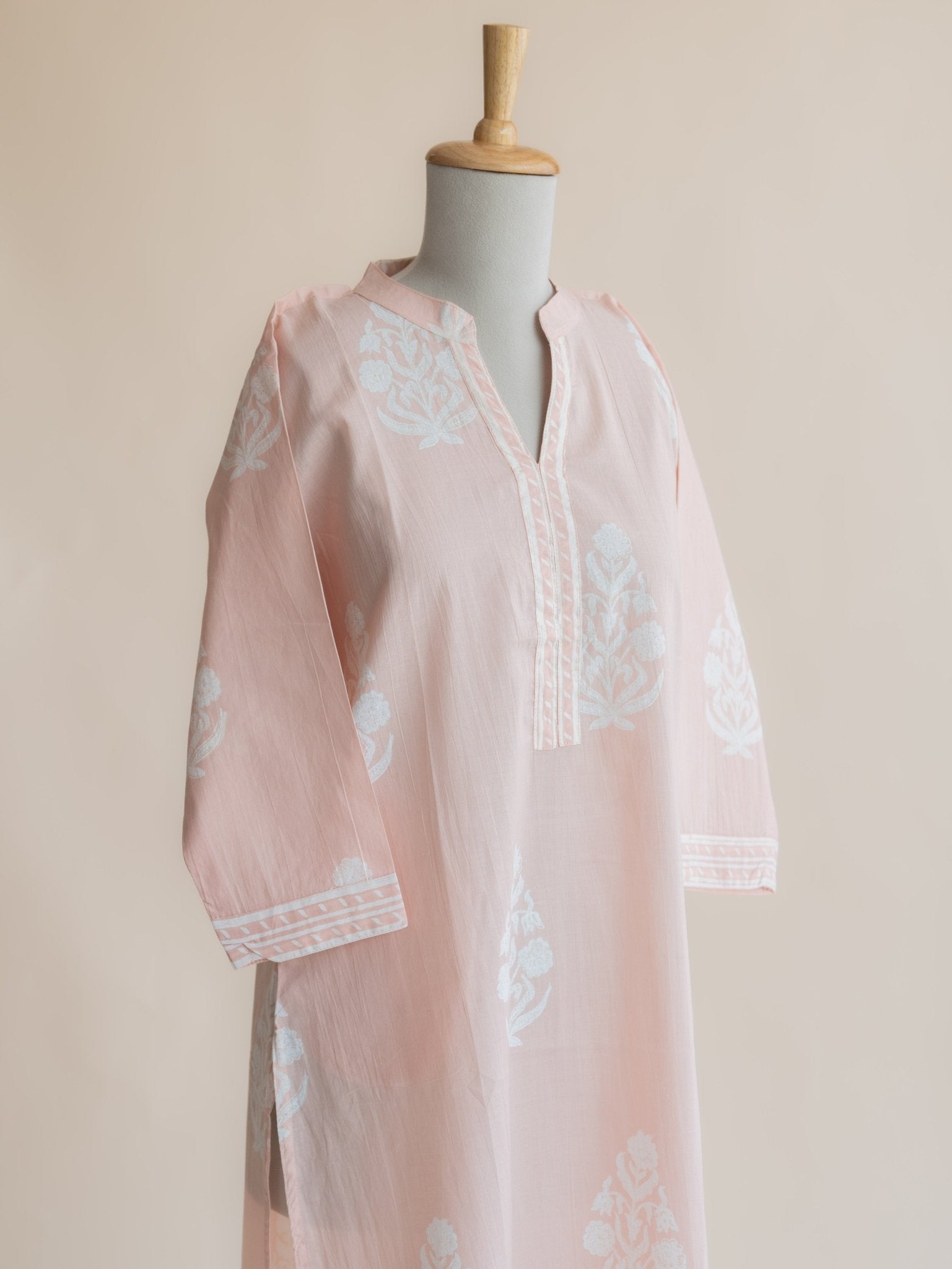 Lazha Cotton Block Printed Straight Kurta - AINA