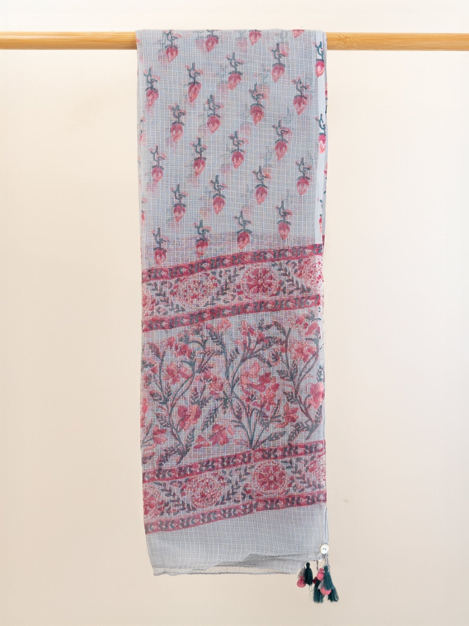 Lena Kota Doria Block Printed Dupatta - AINA