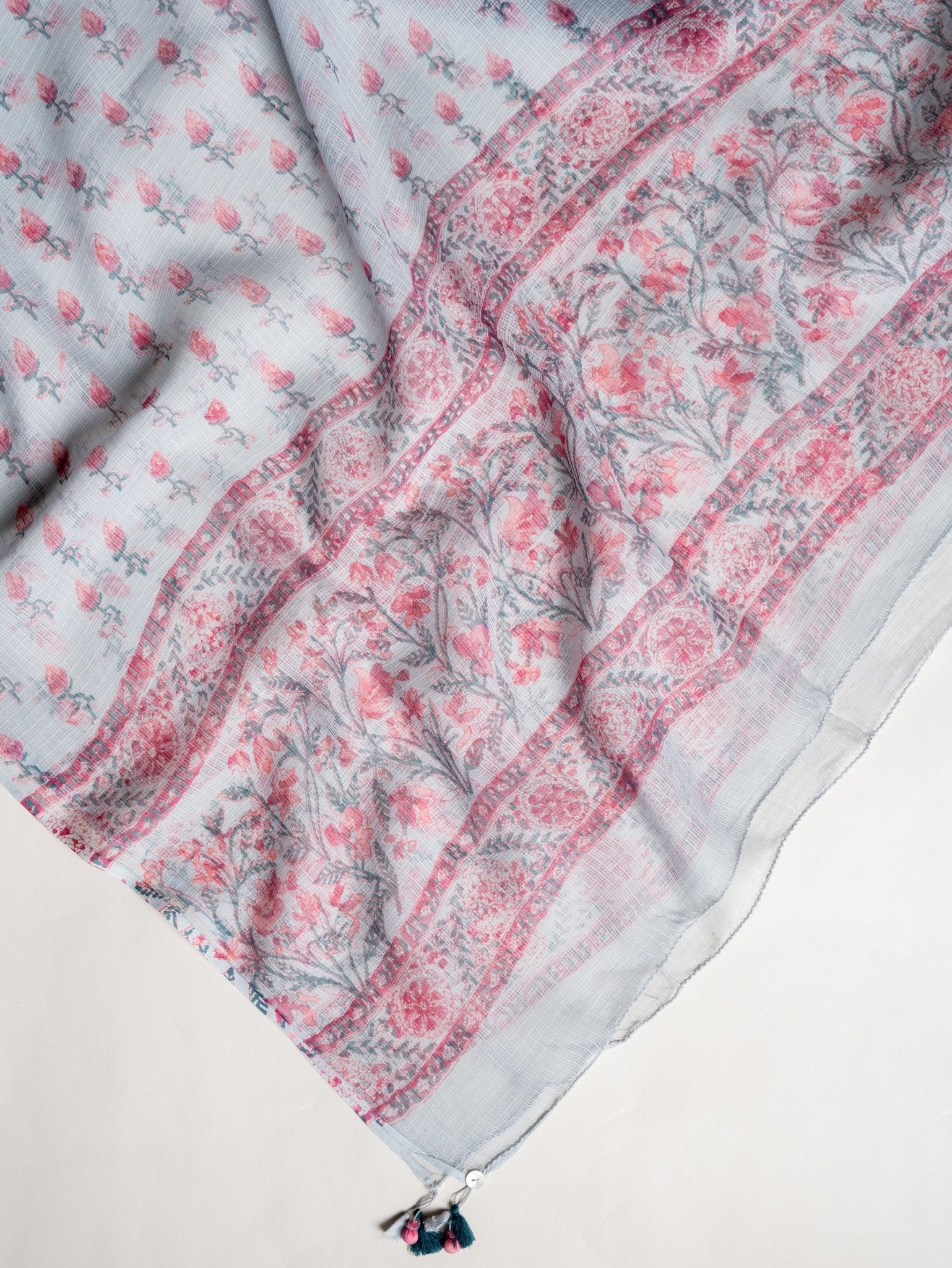 Lena Kota Doria Block Printed Dupatta - AINA
