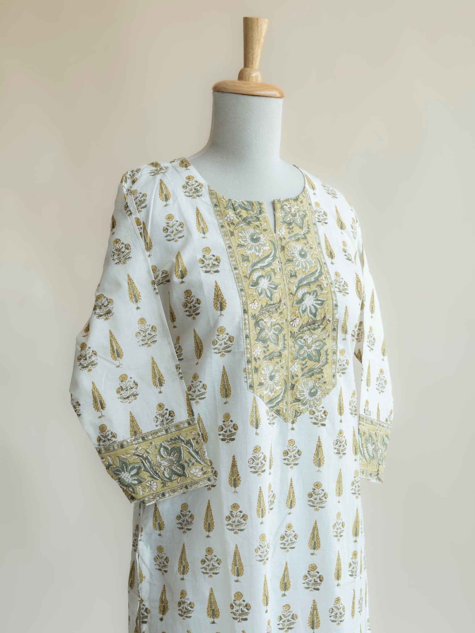 Lina Cotton Block Printed Straight Kurta - AINA