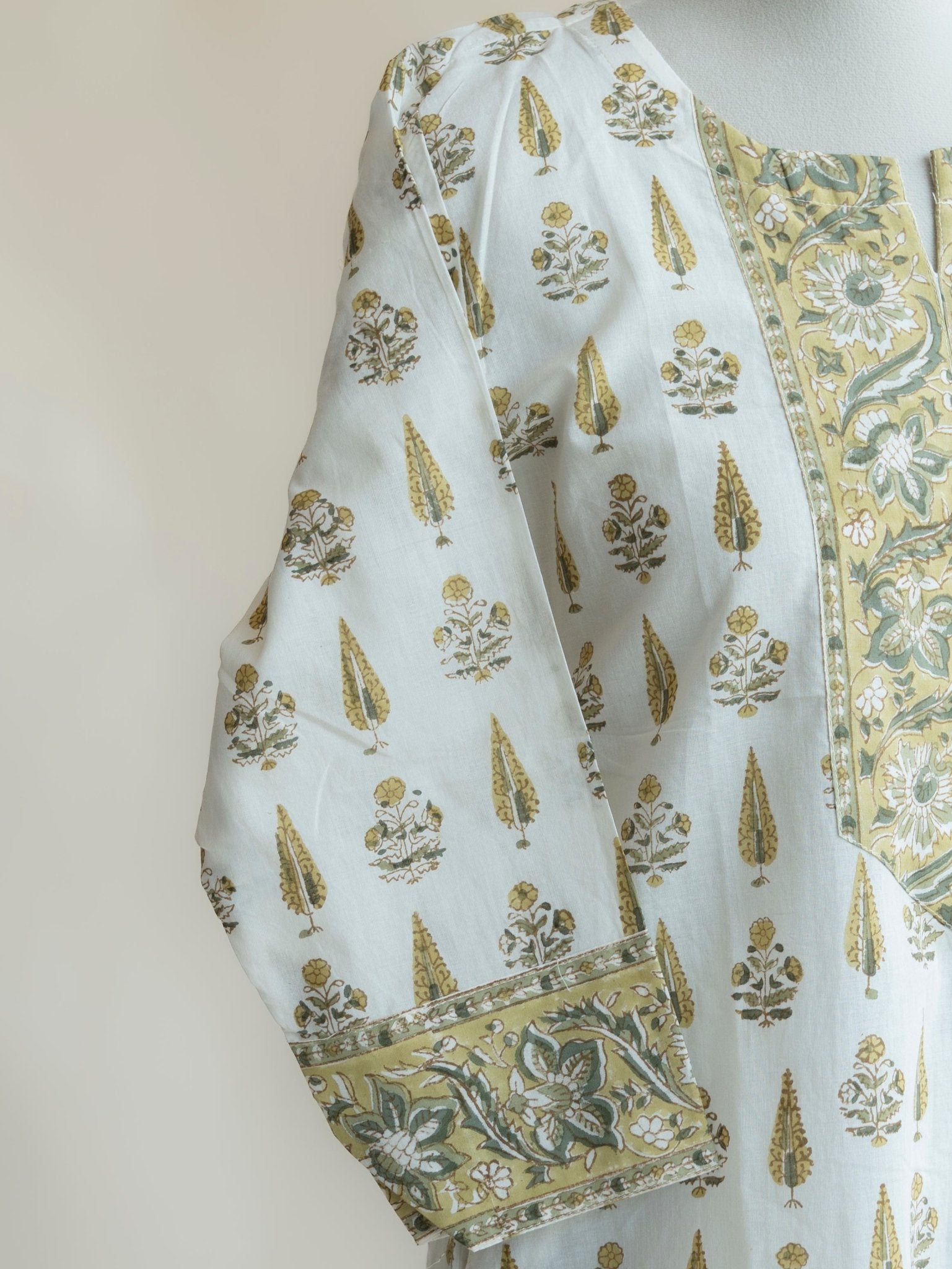 Lina Cotton Block Printed Straight Kurta - AINA