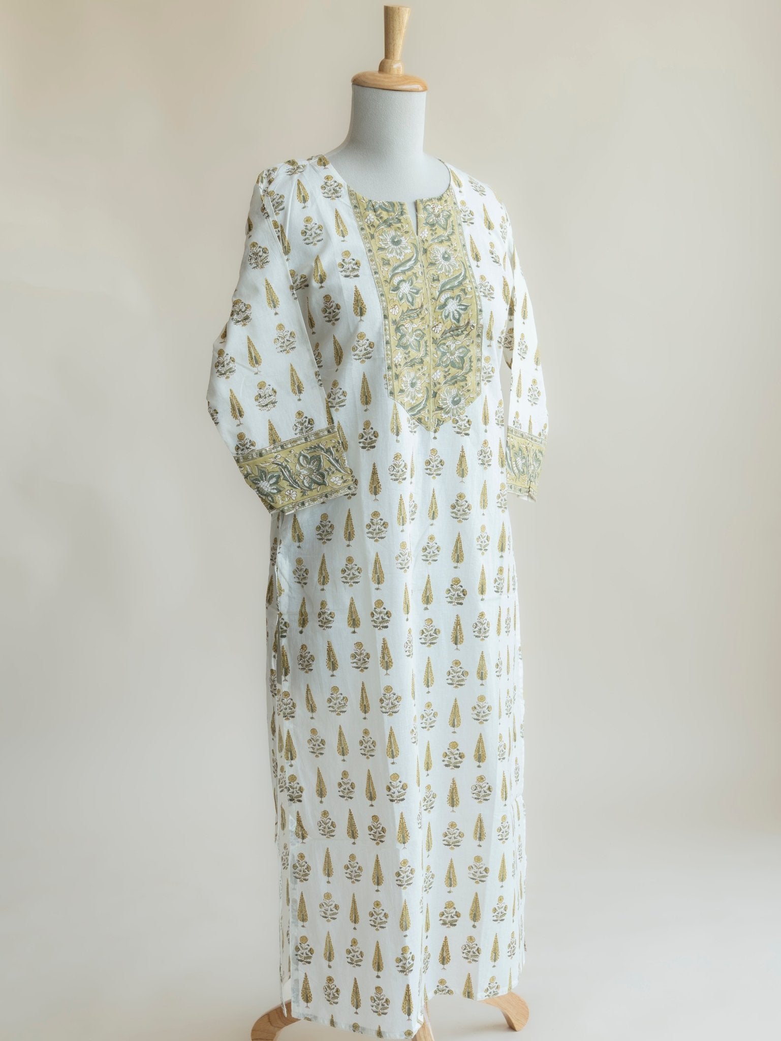 Lina Cotton Block Printed Straight Kurta - AINA