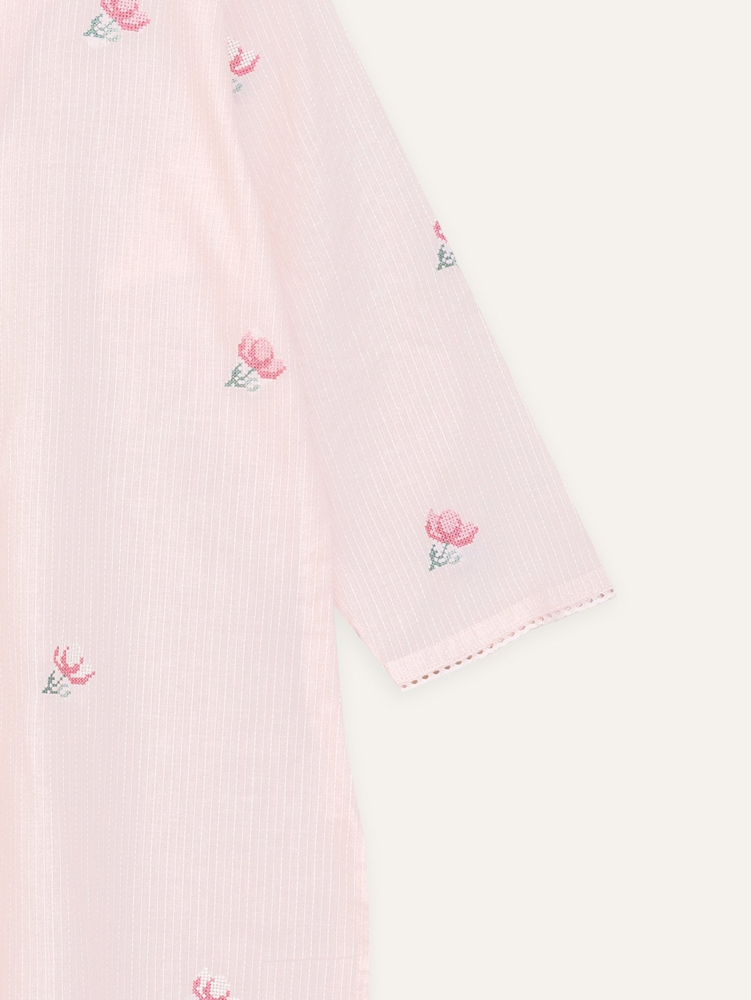 Lipika Cotton Dobby Embroidered Straight Kurta - AINA
