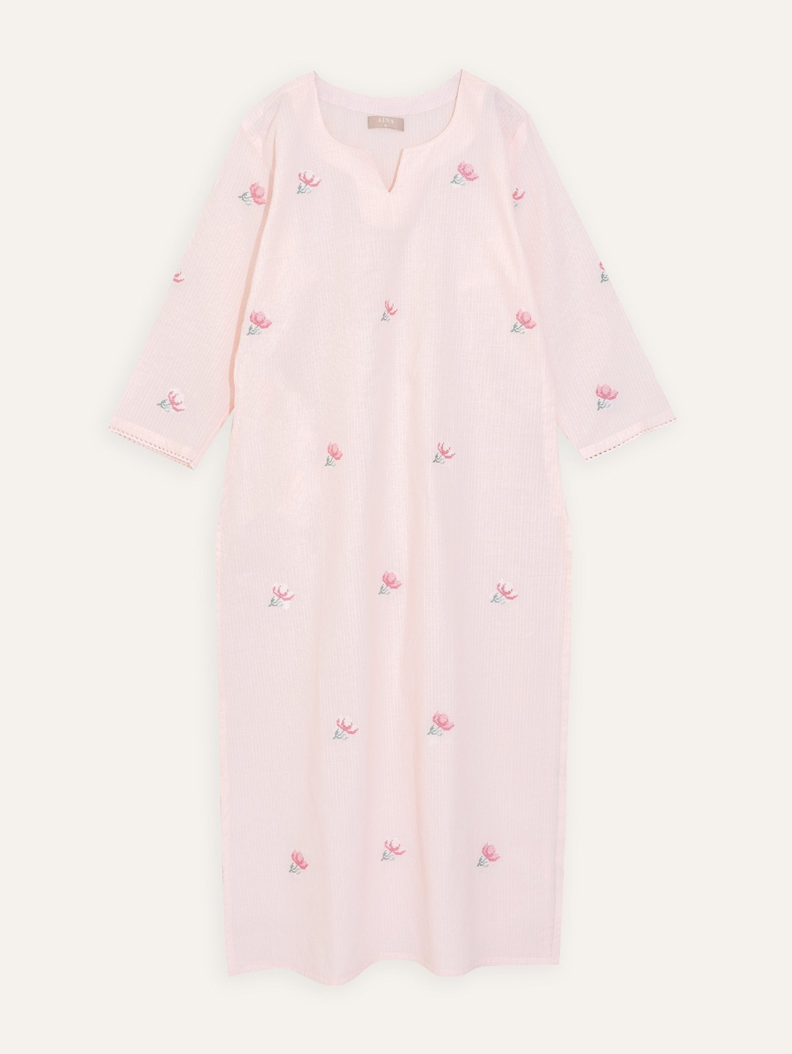 Lipika Cotton Dobby Embroidered Straight Kurta - AINA