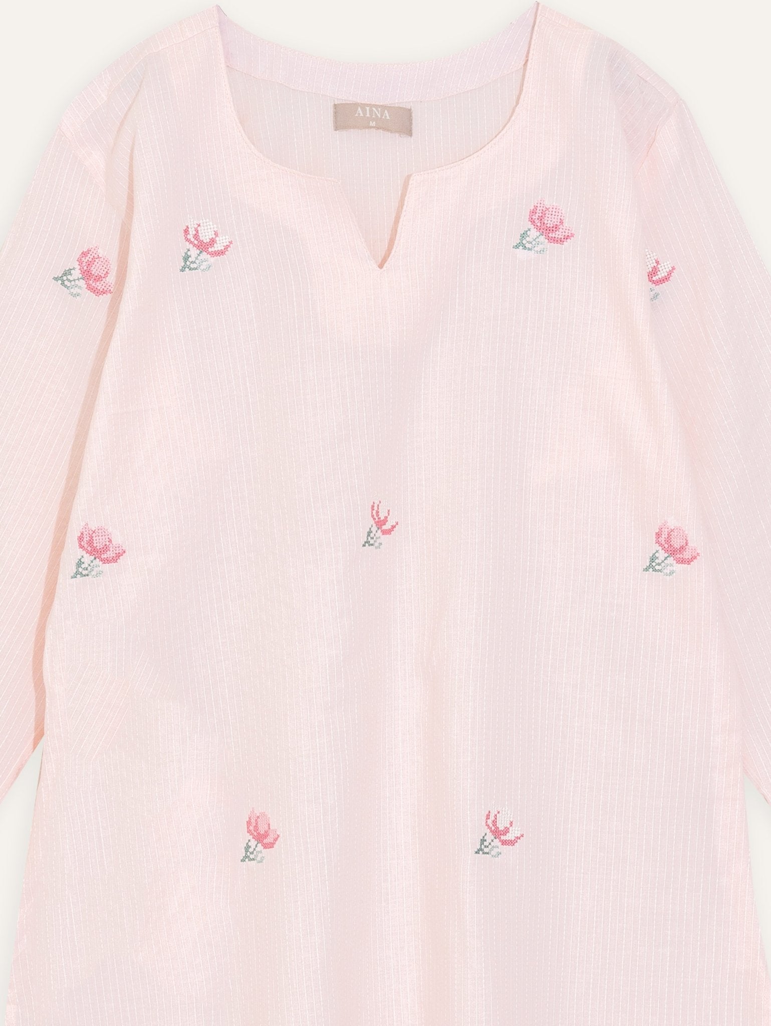 Lipika Cotton Dobby Embroidered Straight Kurta - AINA