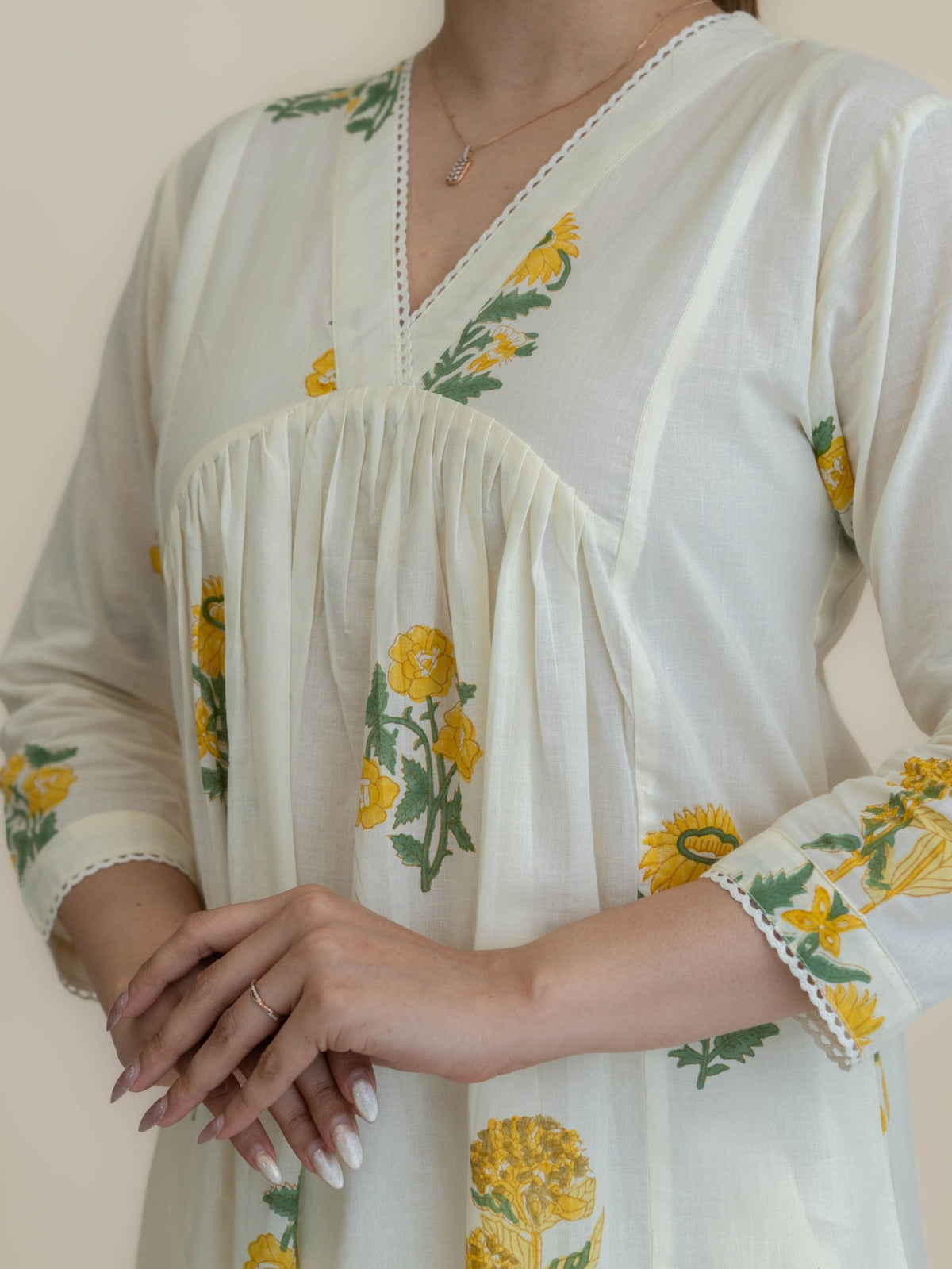 Lisha Cotton Block Printed A-Line Kurta