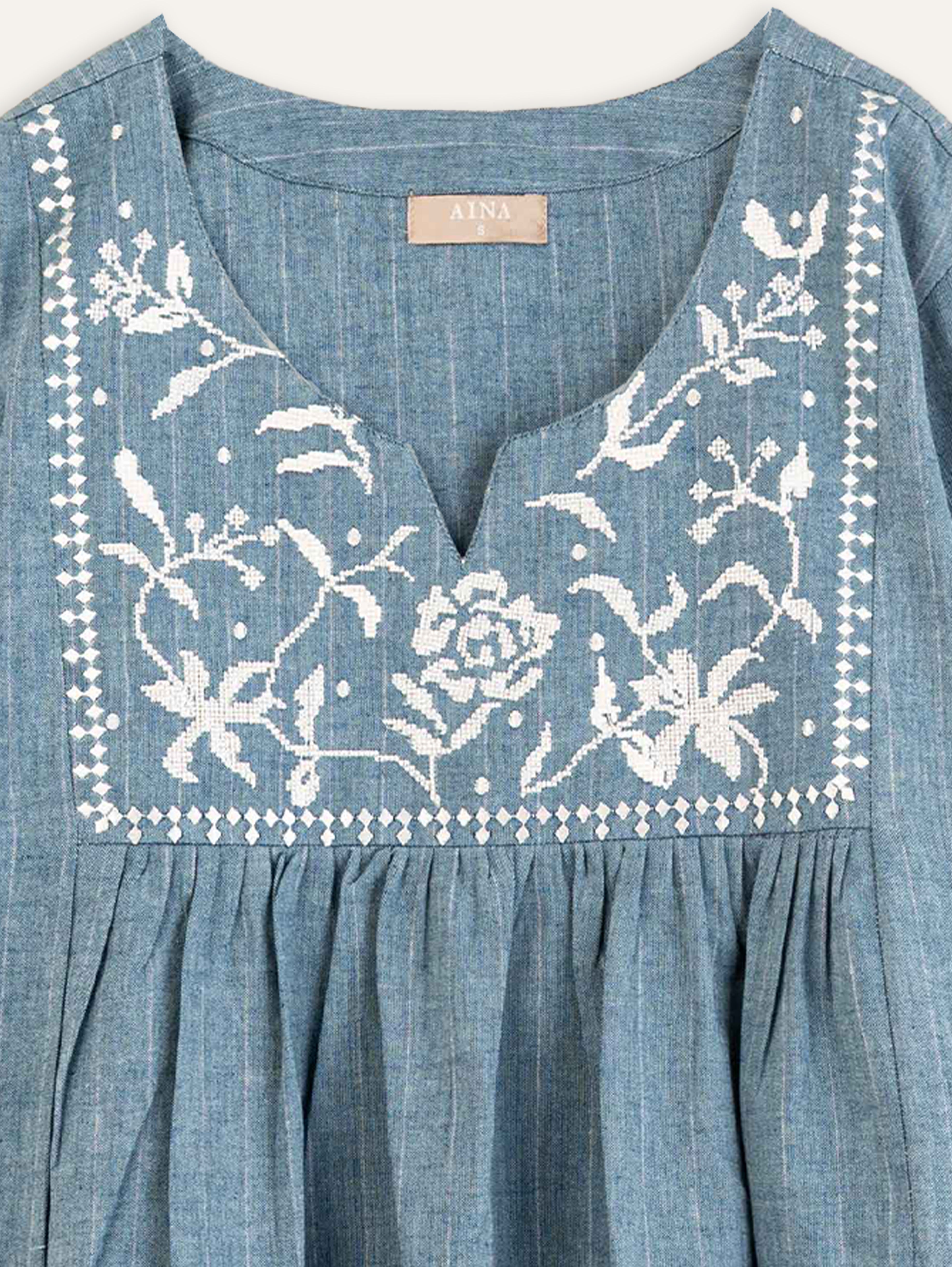 Sarjana Cotton Flax Embroidered A-Line Kurta