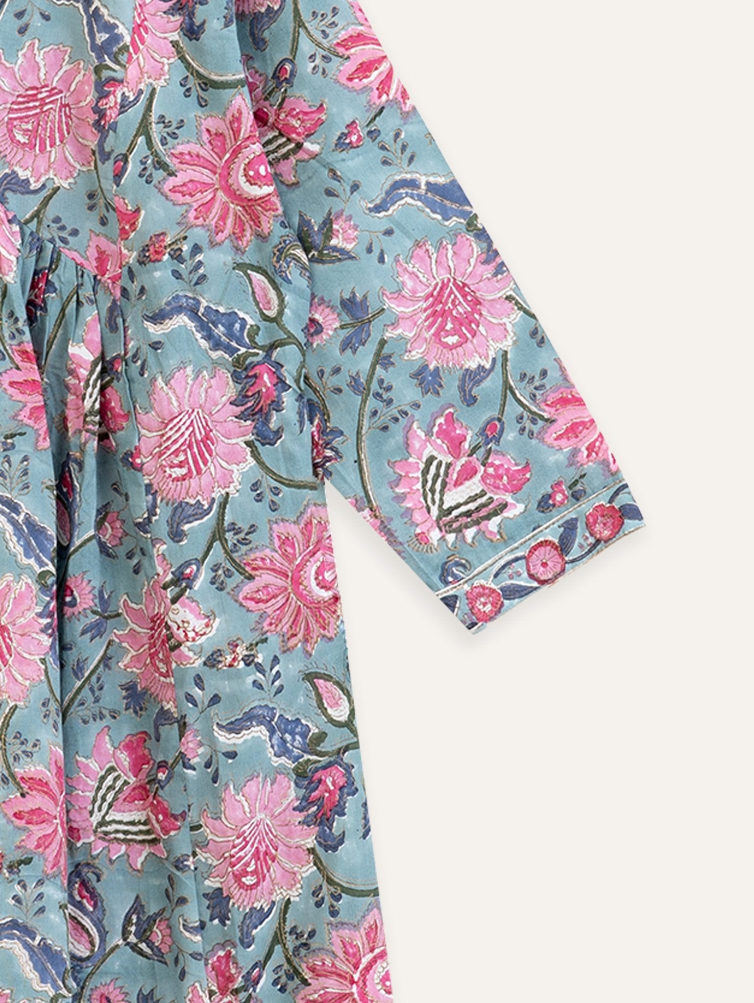 Lucia Cotton Block Printed A Line Kurta - AINA