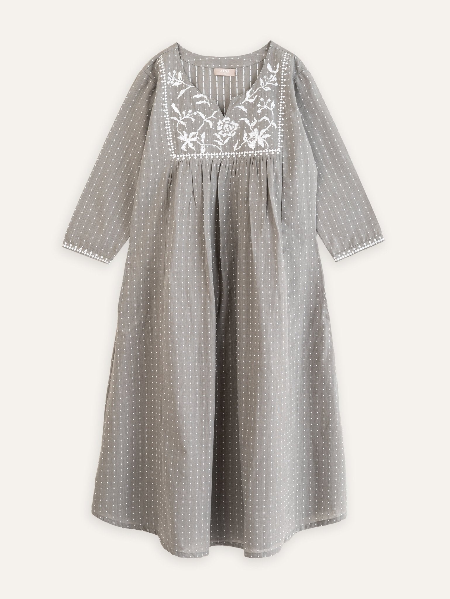 Lyla Cotton Handloom Embroidered A - Line Kurta - AINA